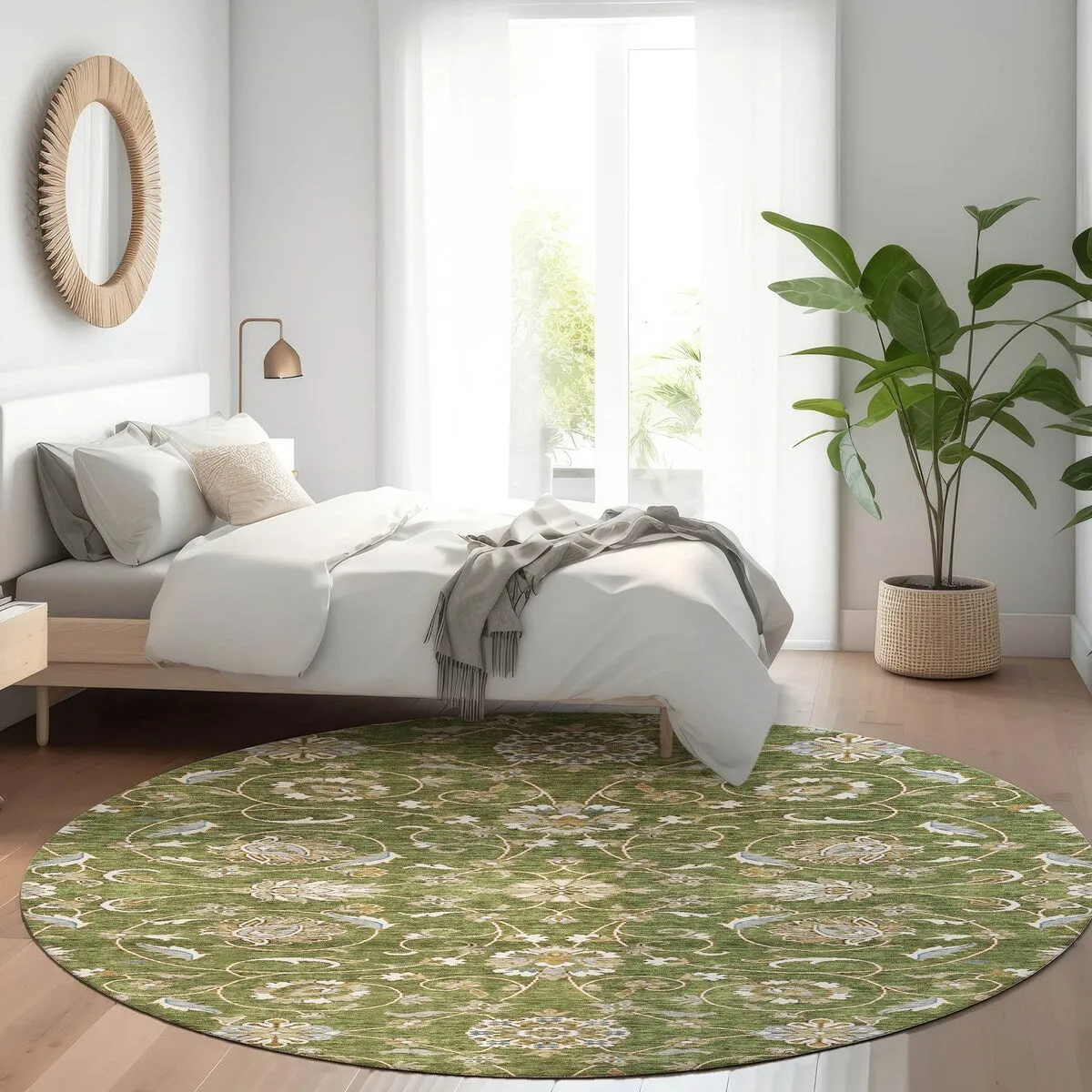 Machine Washable Indoor/ Outdoor Traditional KashanChantille Rug