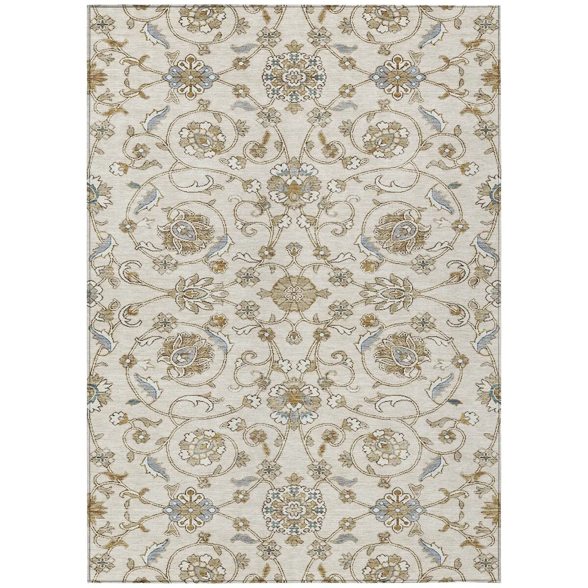 Machine Washable Indoor/ Outdoor Traditional KashanChantille Rug