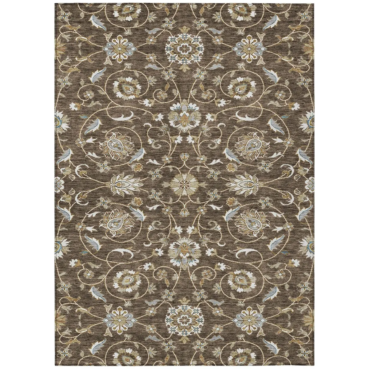 Machine Washable Indoor/ Outdoor Traditional KashanChantille Rug
