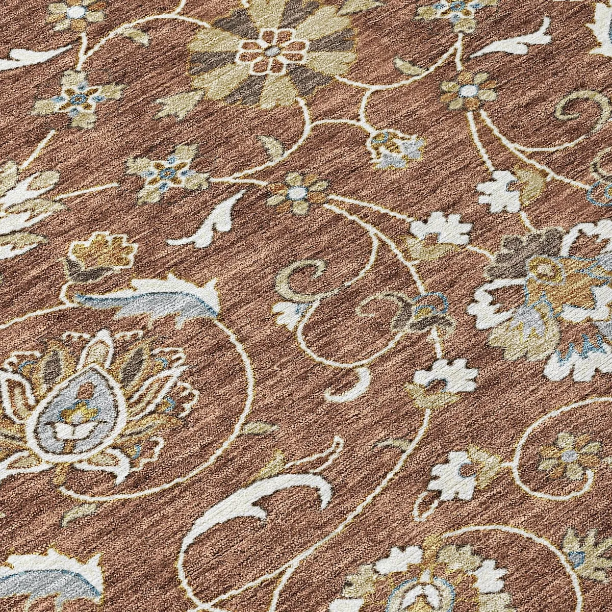 Machine Washable Indoor/ Outdoor Traditional KashanChantille Rug