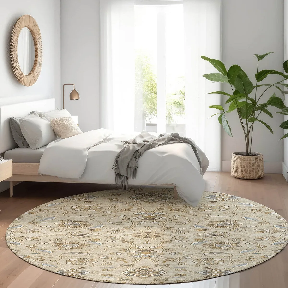 Machine Washable Indoor/ Outdoor Traditional KashanChantille Rug