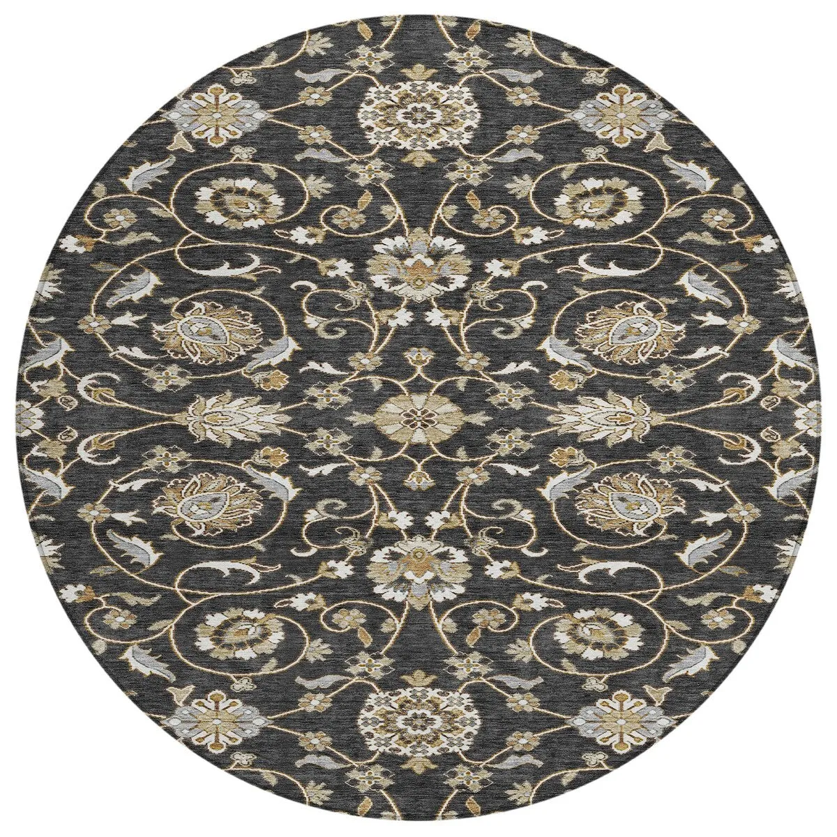 Machine Washable Indoor/ Outdoor Traditional KashanChantille Rug