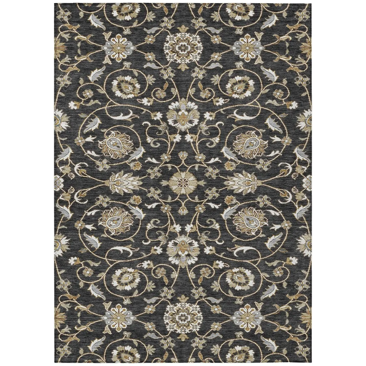 Machine Washable Indoor/ Outdoor Traditional KashanChantille Rug