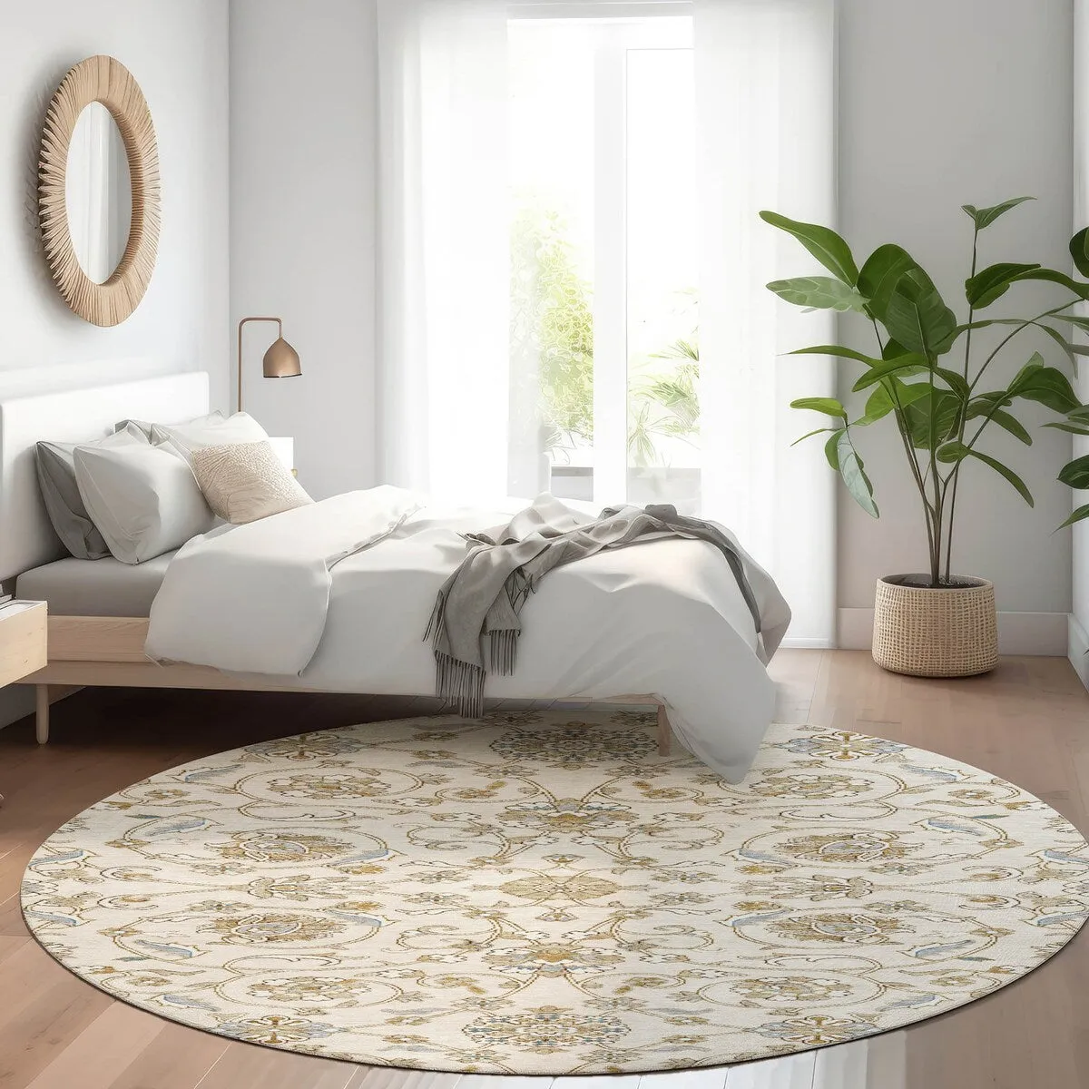 Machine Washable Indoor/ Outdoor Traditional KashanChantille Rug