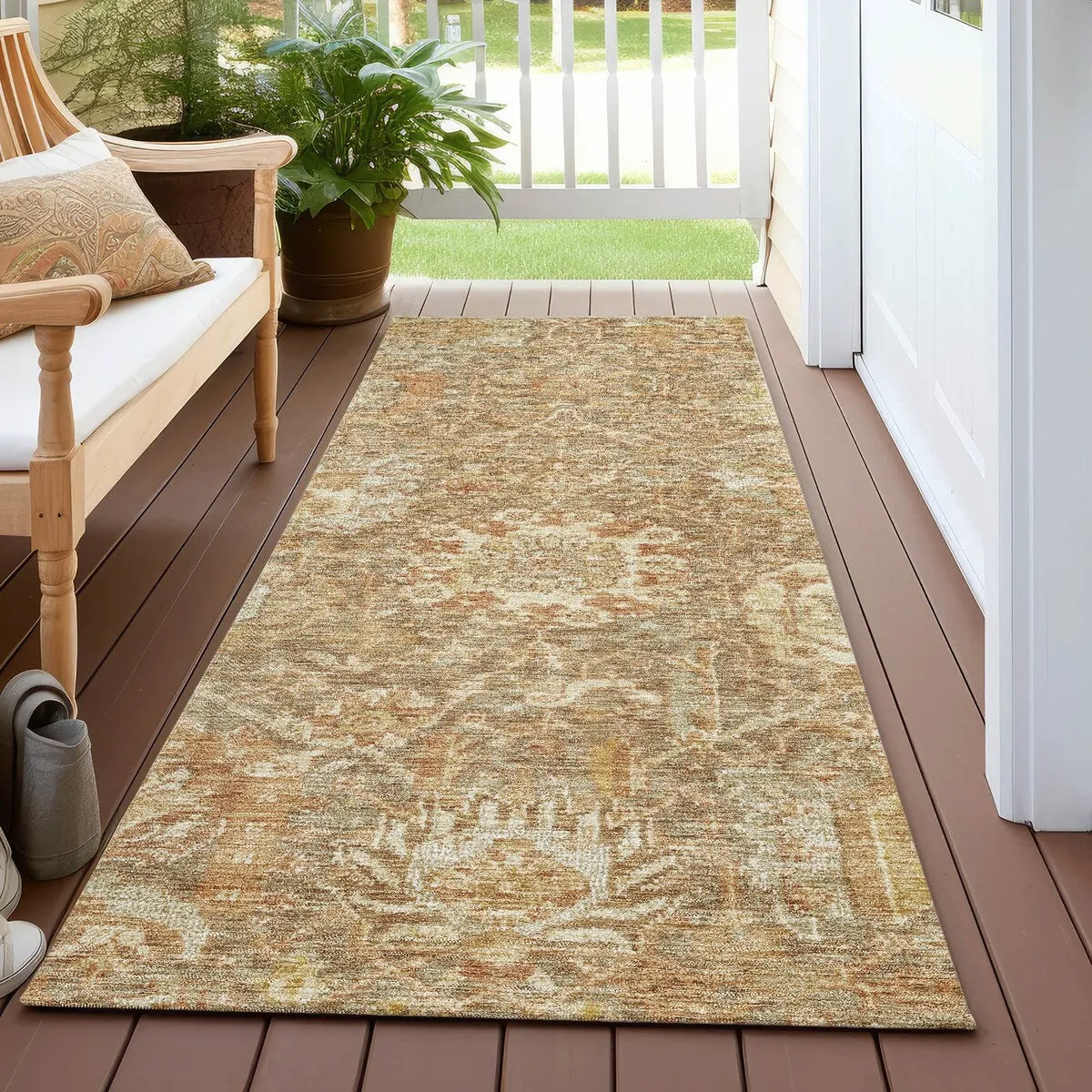 Machine Washable Indoor/ Outdoor Traditional Persian Chantille Rug
