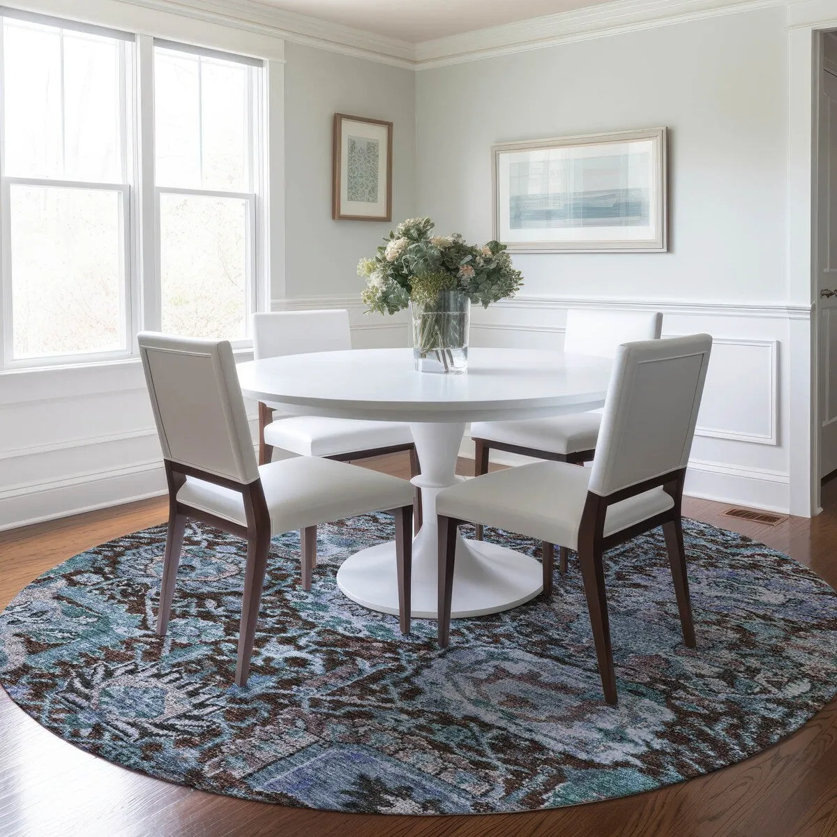 Machine Washable Indoor/ Outdoor Traditional Persian Chantille Rug