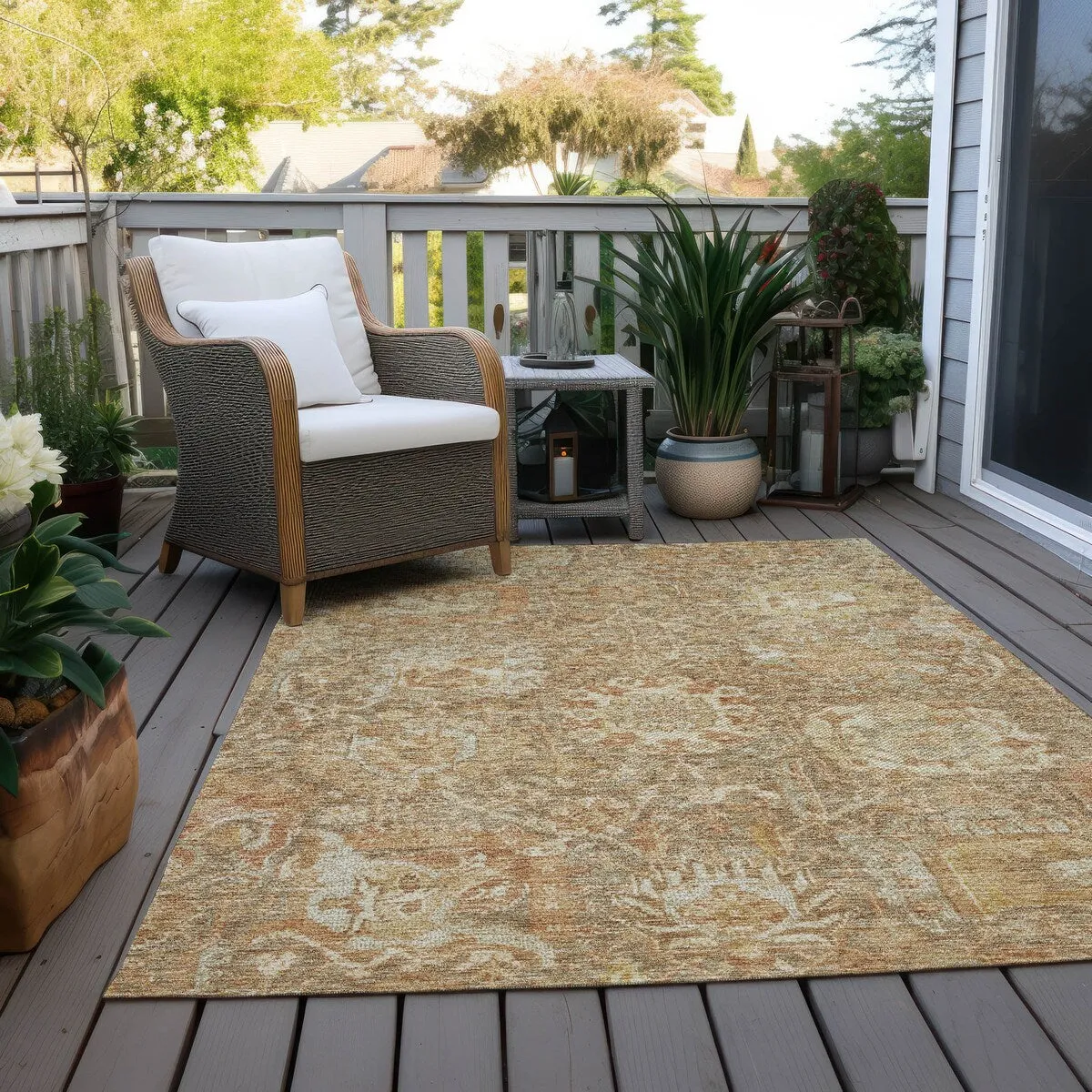 Machine Washable Indoor/ Outdoor Traditional Persian Chantille Rug