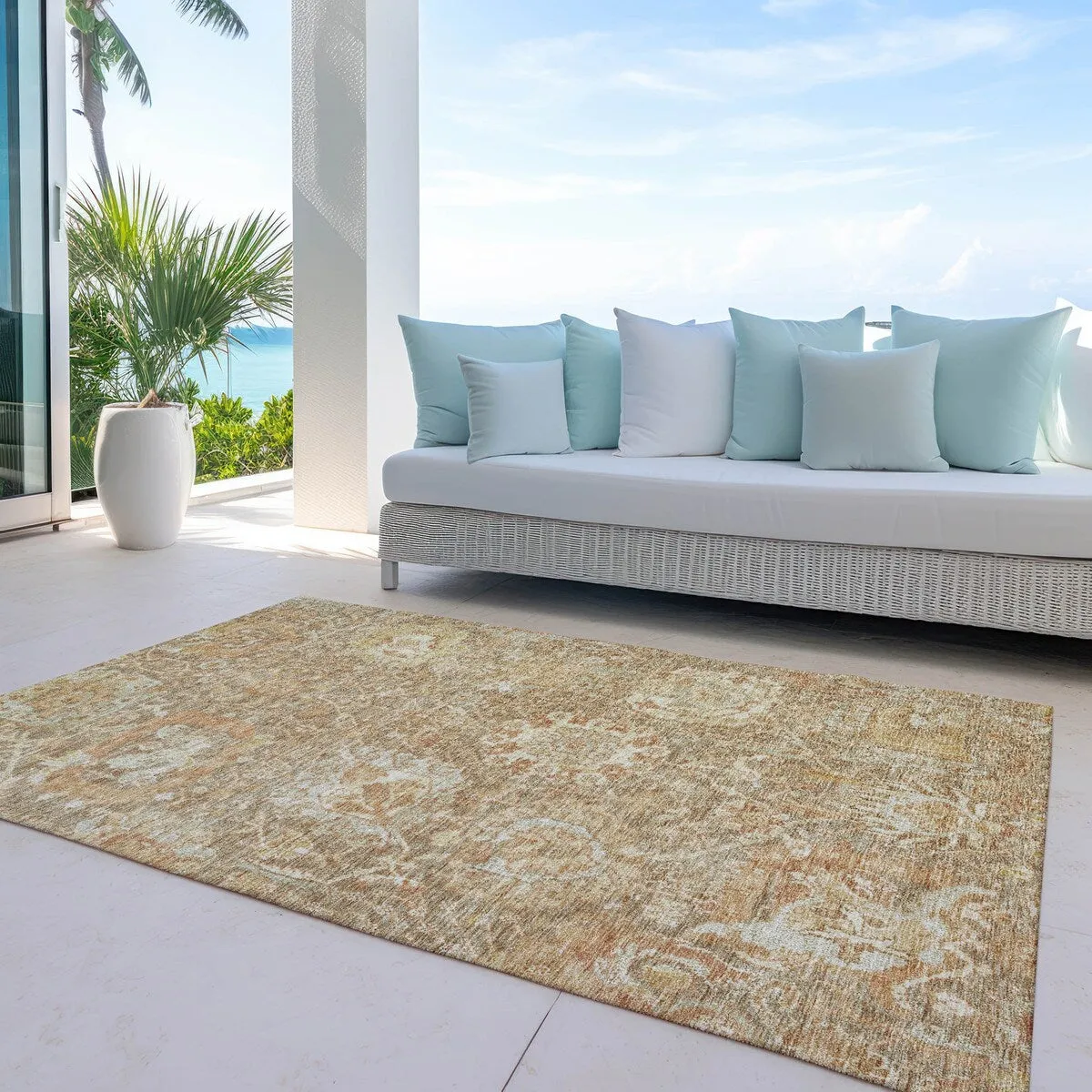 Machine Washable Indoor/ Outdoor Traditional Persian Chantille Rug