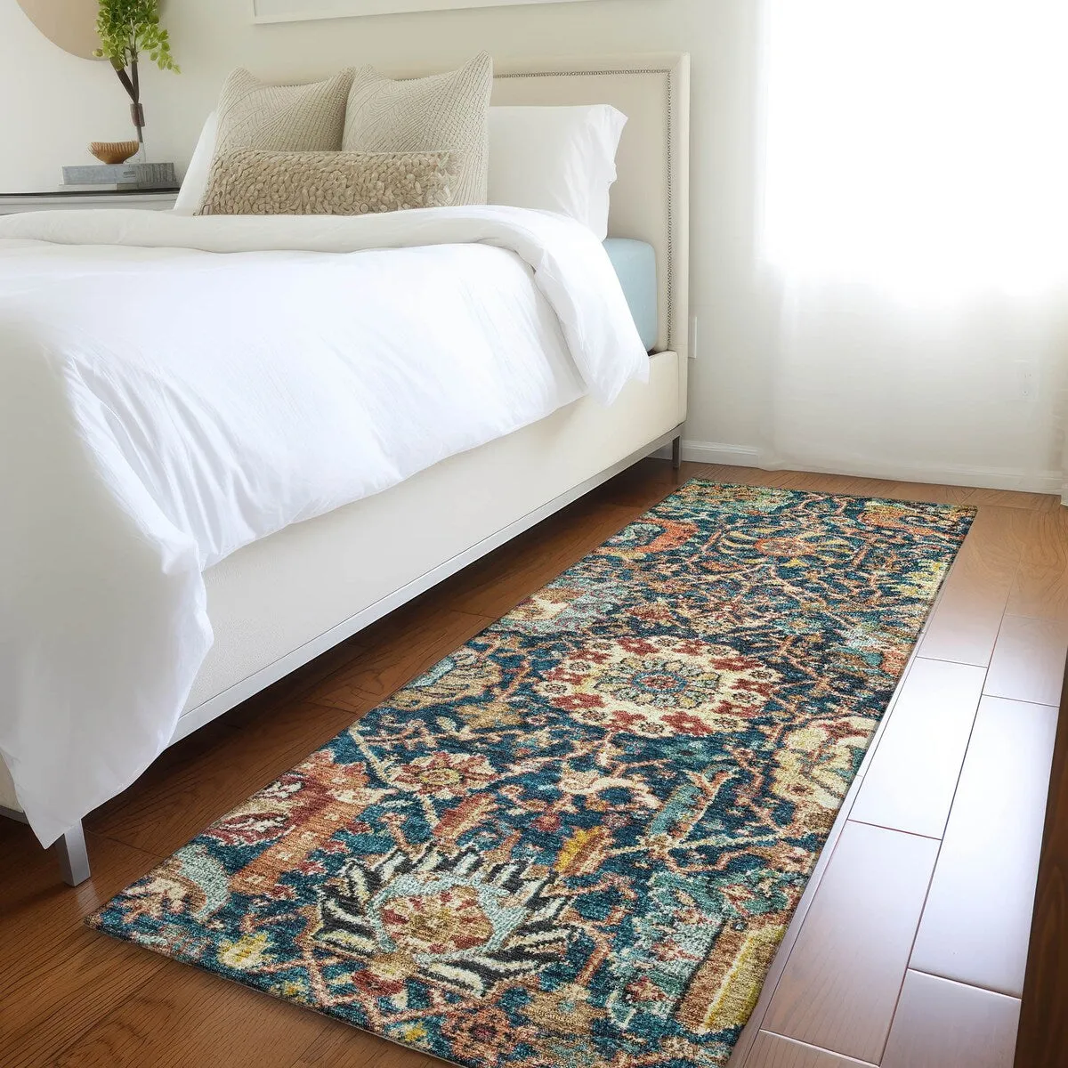 Machine Washable Indoor/ Outdoor Traditional Persian Chantille Rug