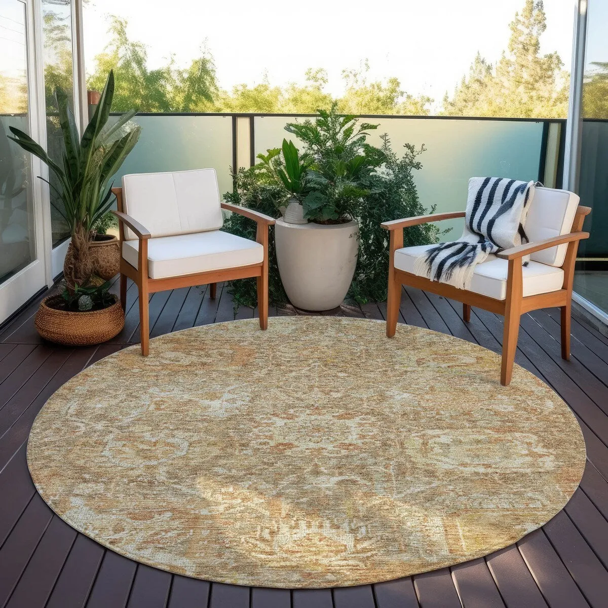 Machine Washable Indoor/ Outdoor Traditional Persian Chantille Rug