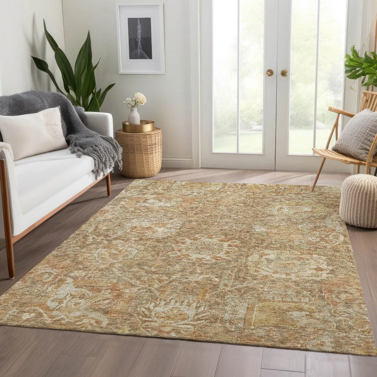 Machine Washable Indoor/ Outdoor Traditional Persian Chantille Rug