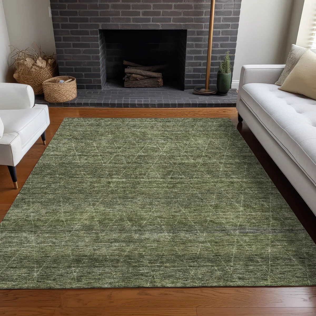 Machine Washable Indoor/ Outdoor Trellis Ombre Chantille Rug
