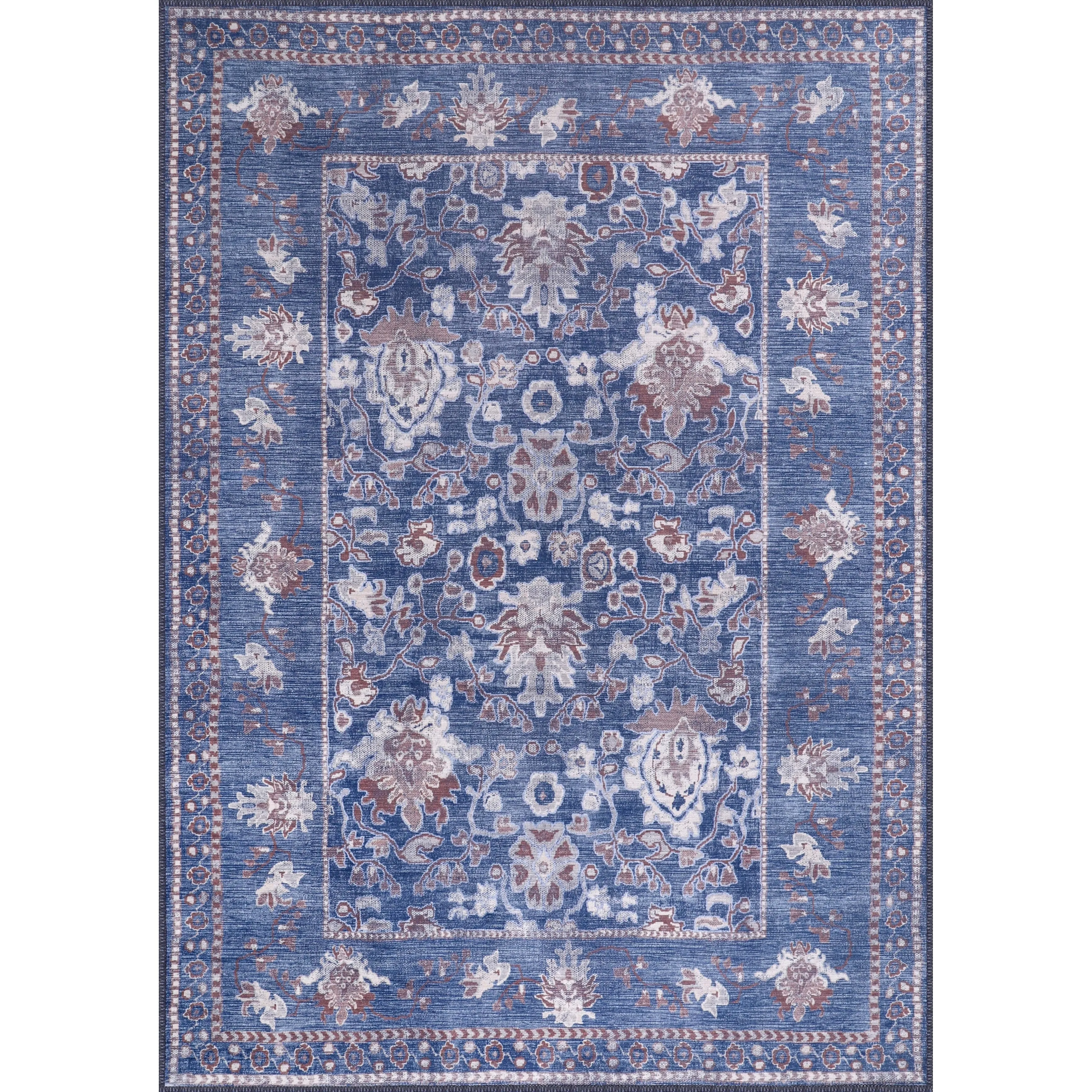 Machine Washable Indoor Rug Floral Pattern Stain Free for Indoor Living Room Bedroom Office Area Rug