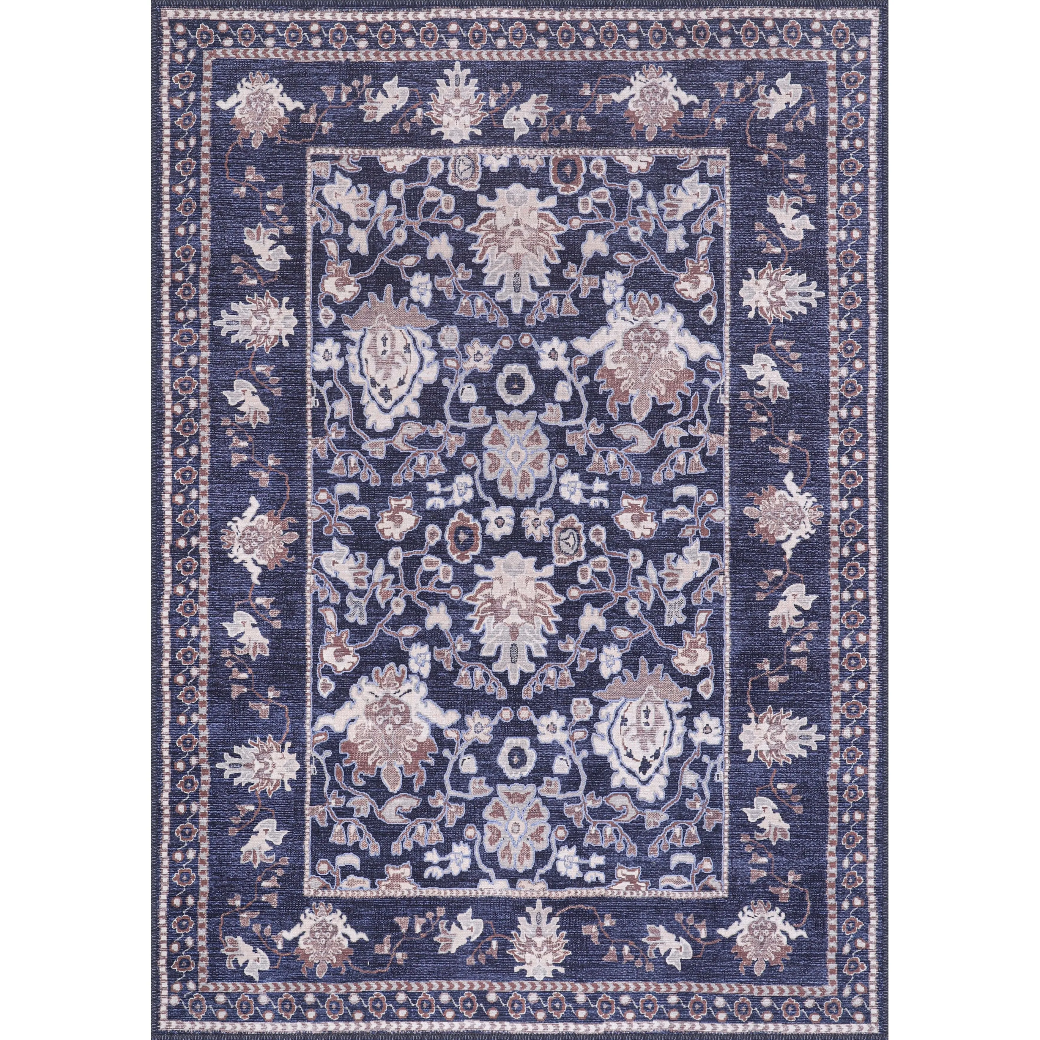 Machine Washable Indoor Rug Floral Pattern Stain Free for Indoor Living Room Bedroom Office Area Rug