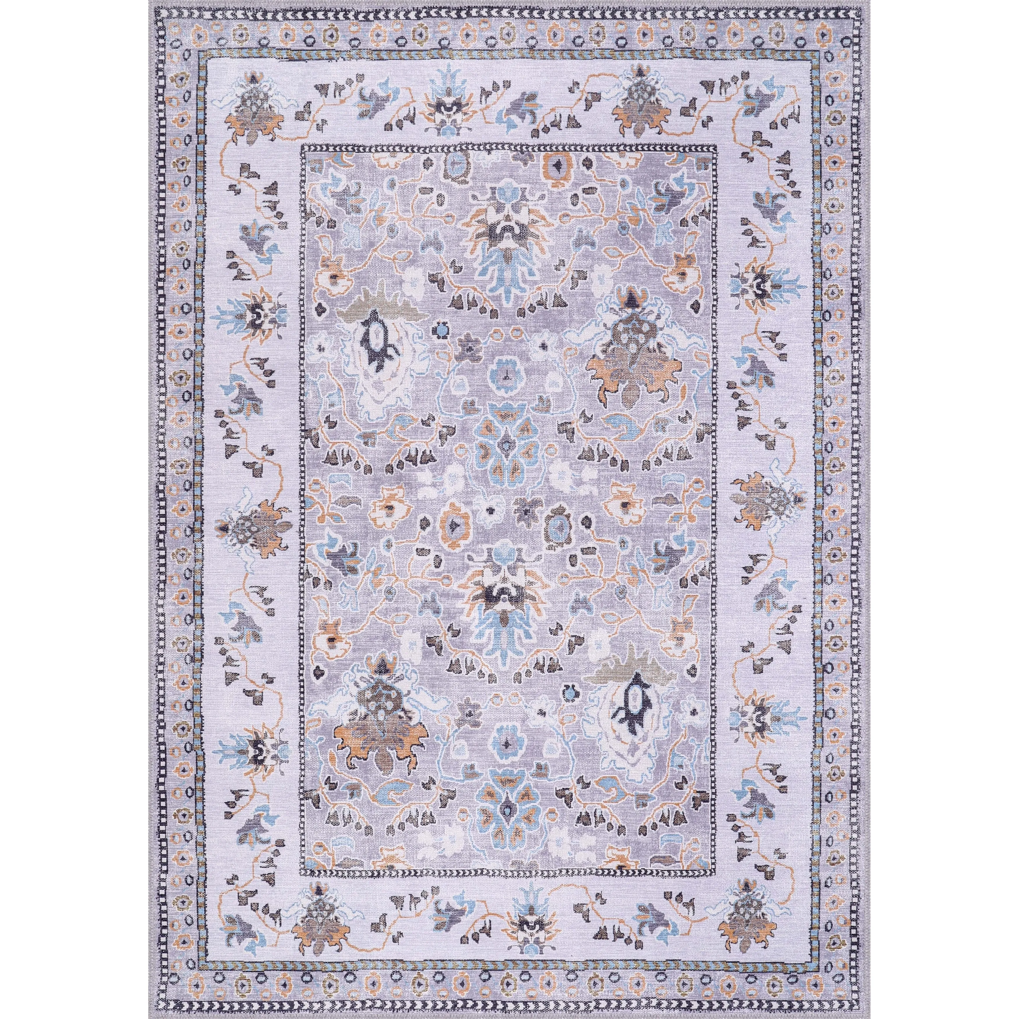 Machine Washable Indoor Rug Floral Pattern Stain Free for Indoor Living Room Bedroom Office Area Rug