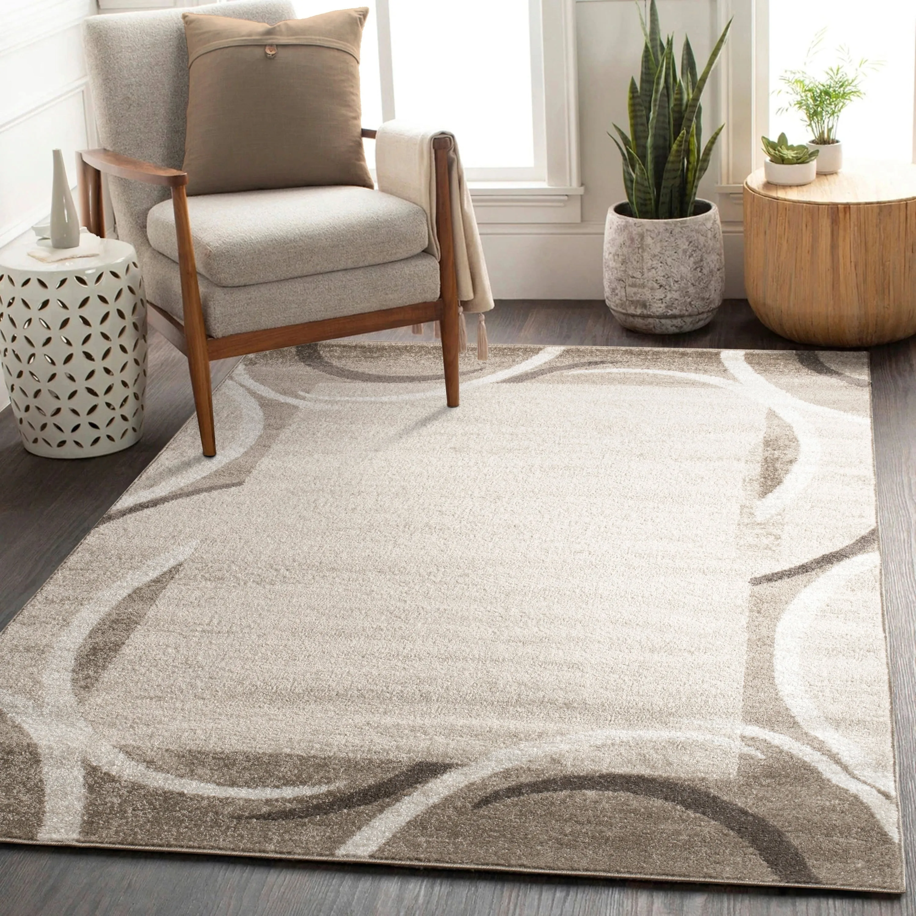 Modern Area Rug for Living Room Classic Design with Border