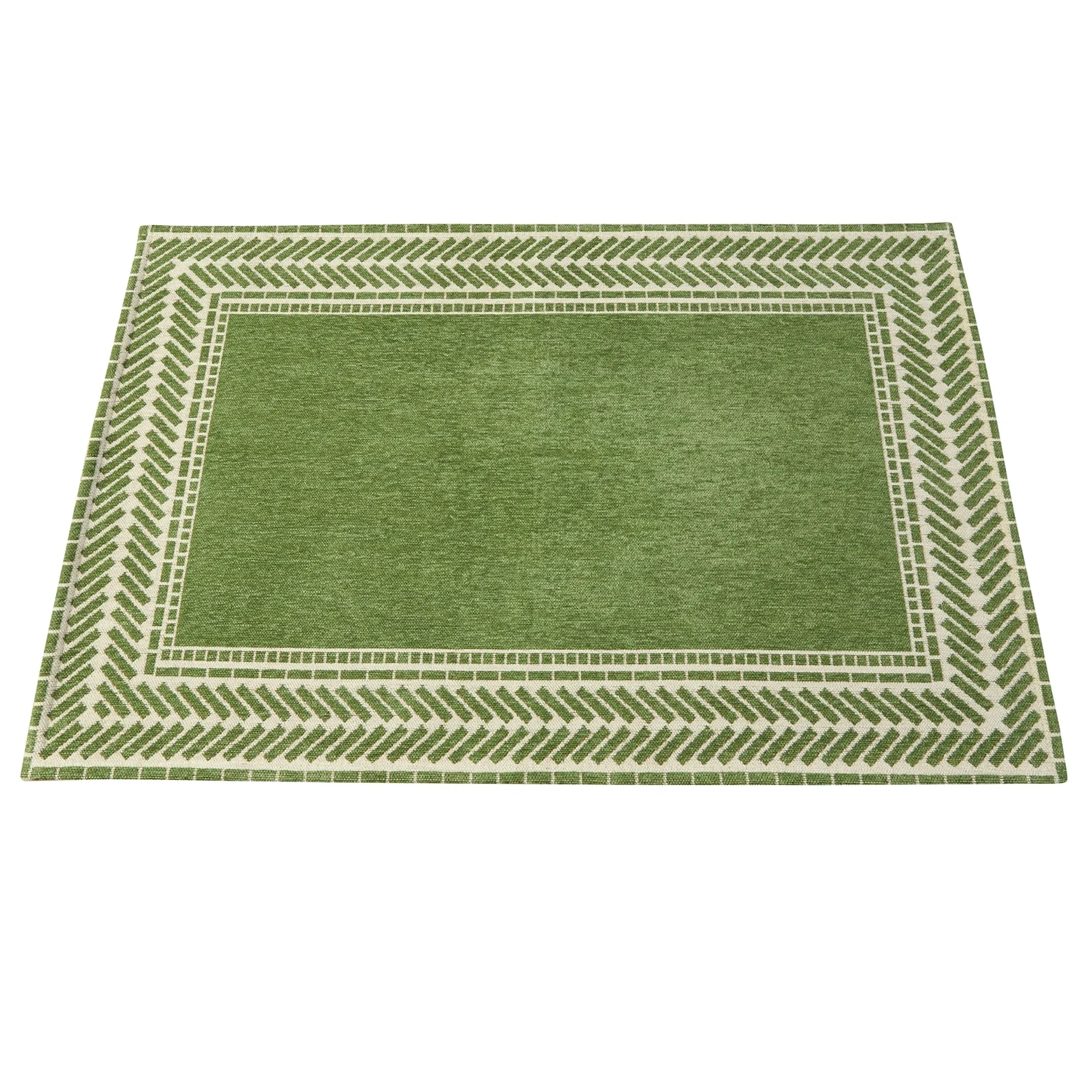 Modern Border Chenille Accent Rug
