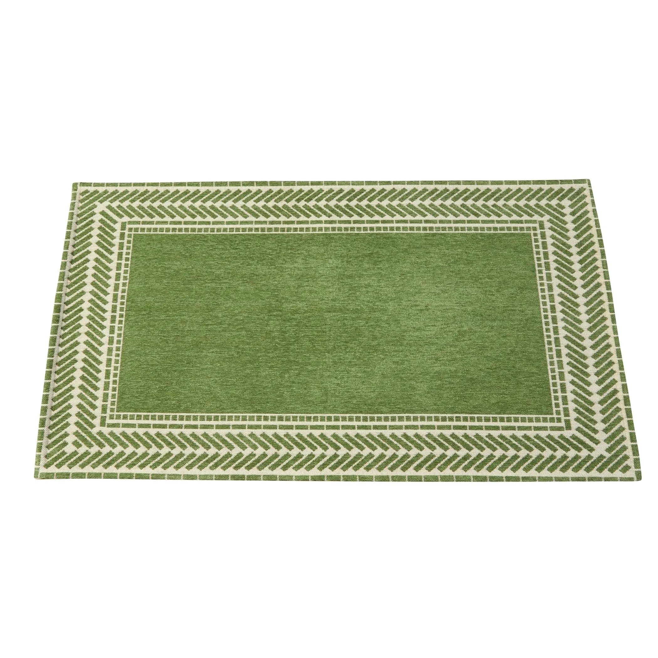 Modern Border Chenille Accent Rug