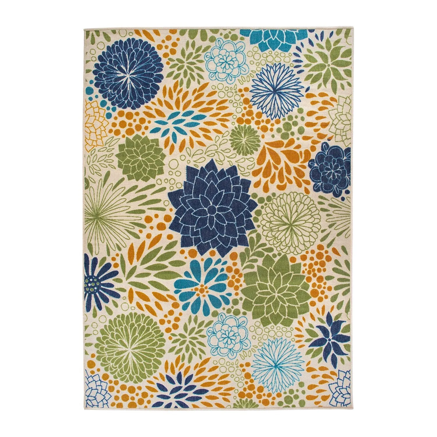Modern Floral Circles Flatweave Indoor/Outdoor Area Rug