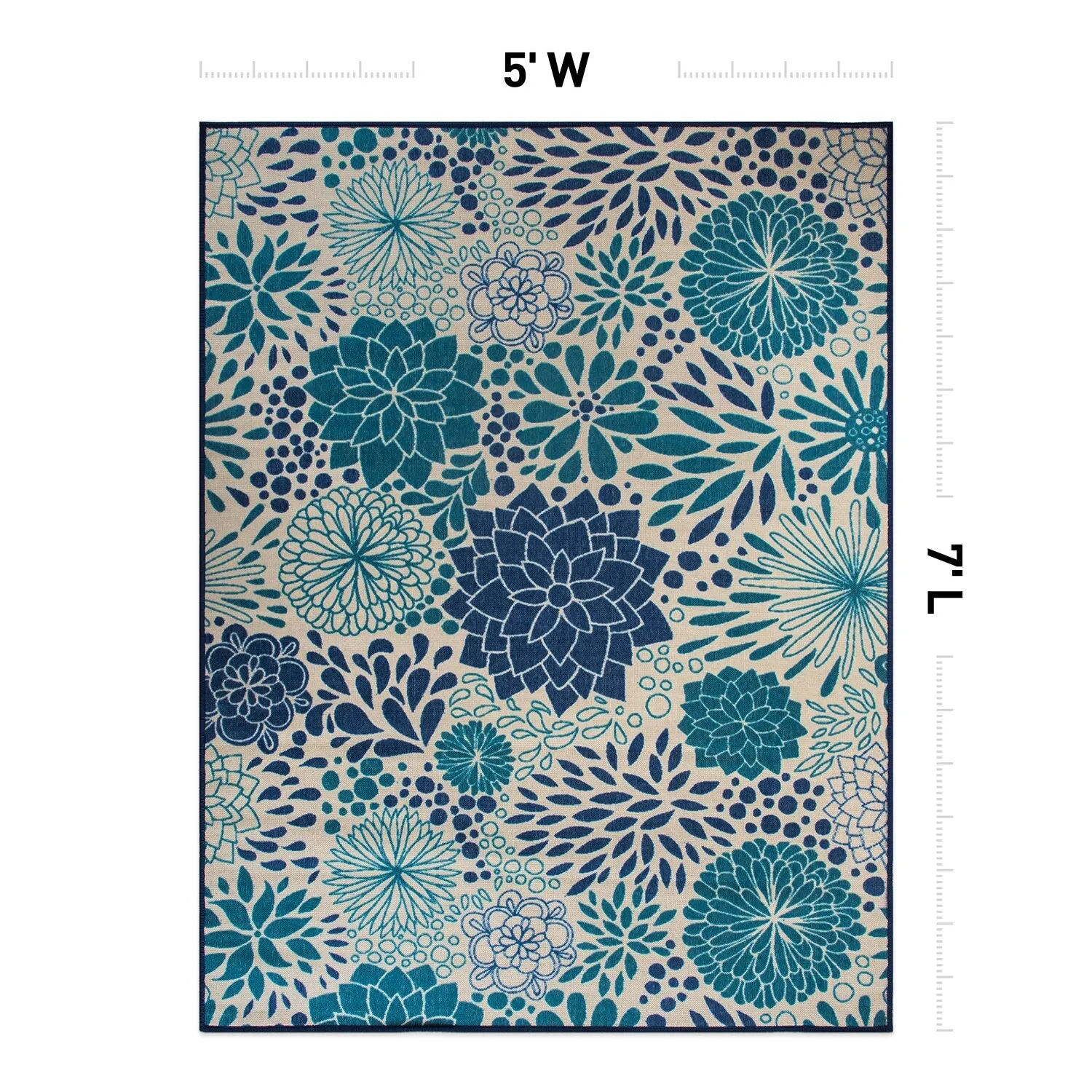 Modern Floral Circles Flatweave Indoor/Outdoor Area Rug