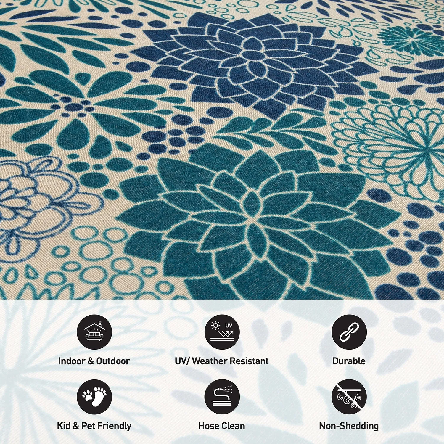 Modern Floral Circles Flatweave Indoor/Outdoor Area Rug