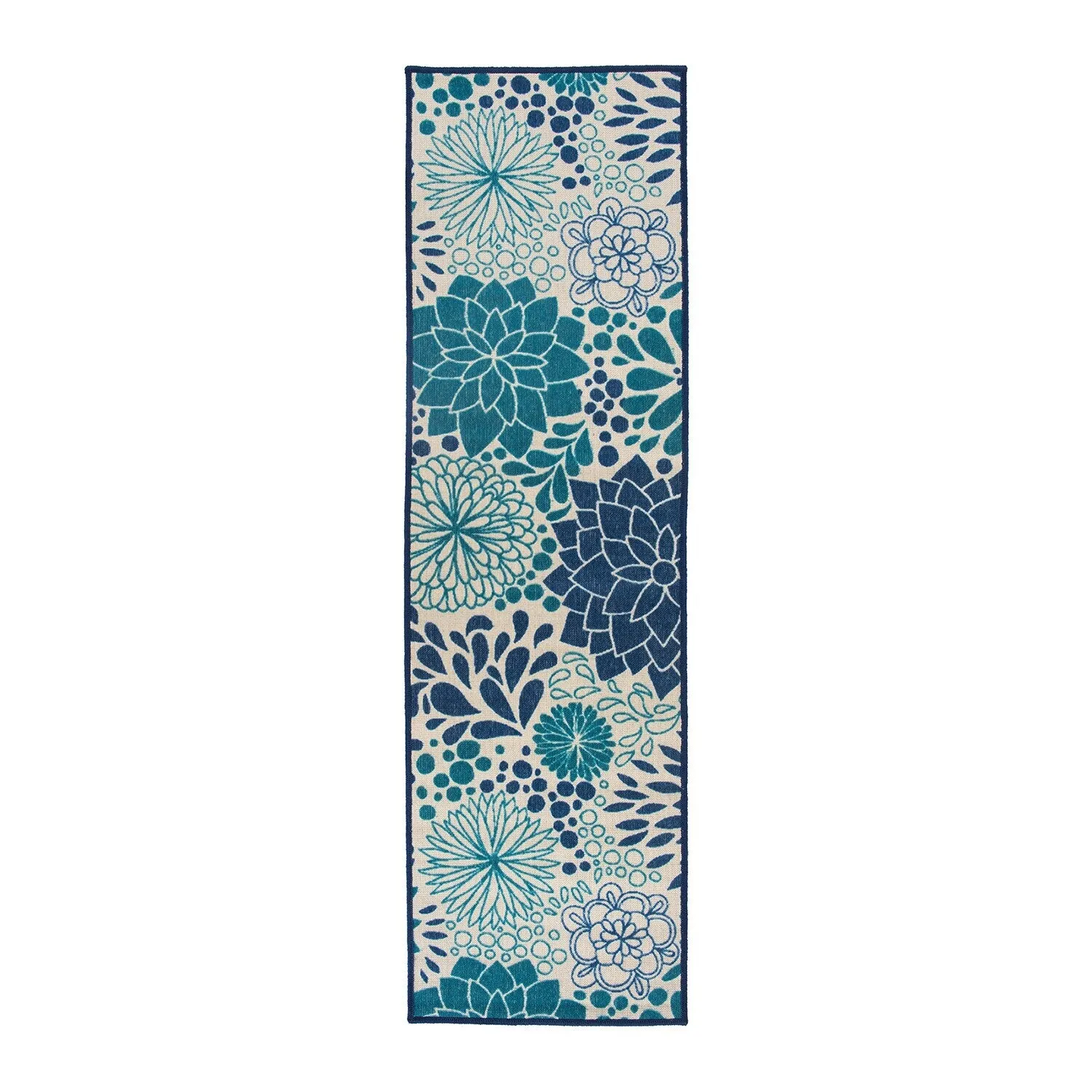 Modern Floral Circles Flatweave Indoor/Outdoor Area Rug