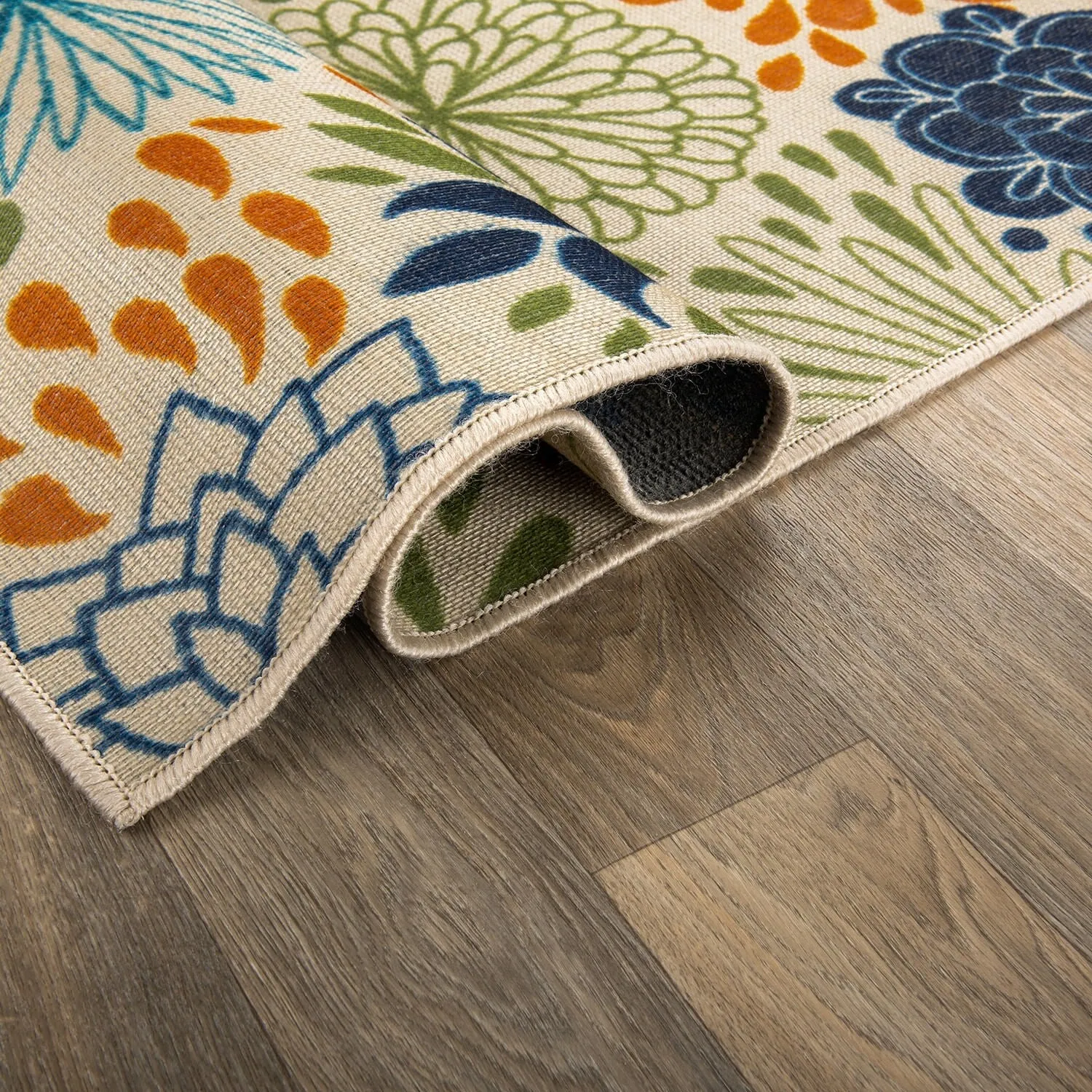 Modern Floral Circles Flatweave Indoor/Outdoor Area Rug