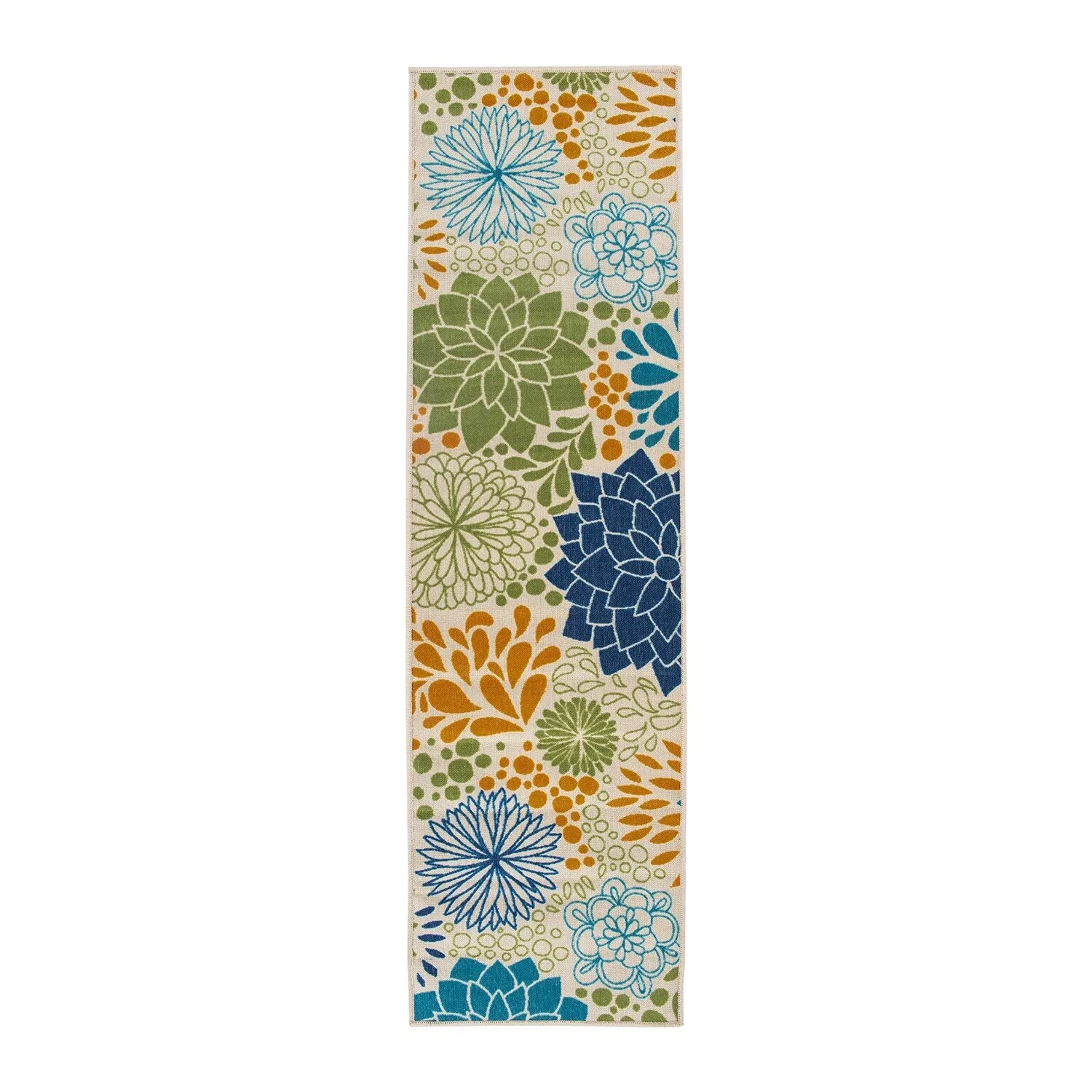 Modern Floral Circles Flatweave Indoor/Outdoor Area Rug