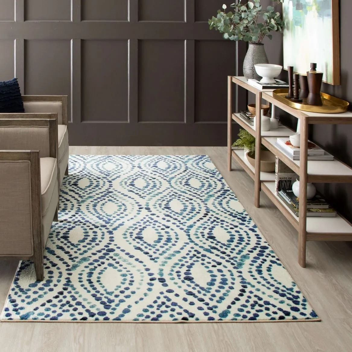 Mohawk Home Dotted Navy Ogee Area Rug