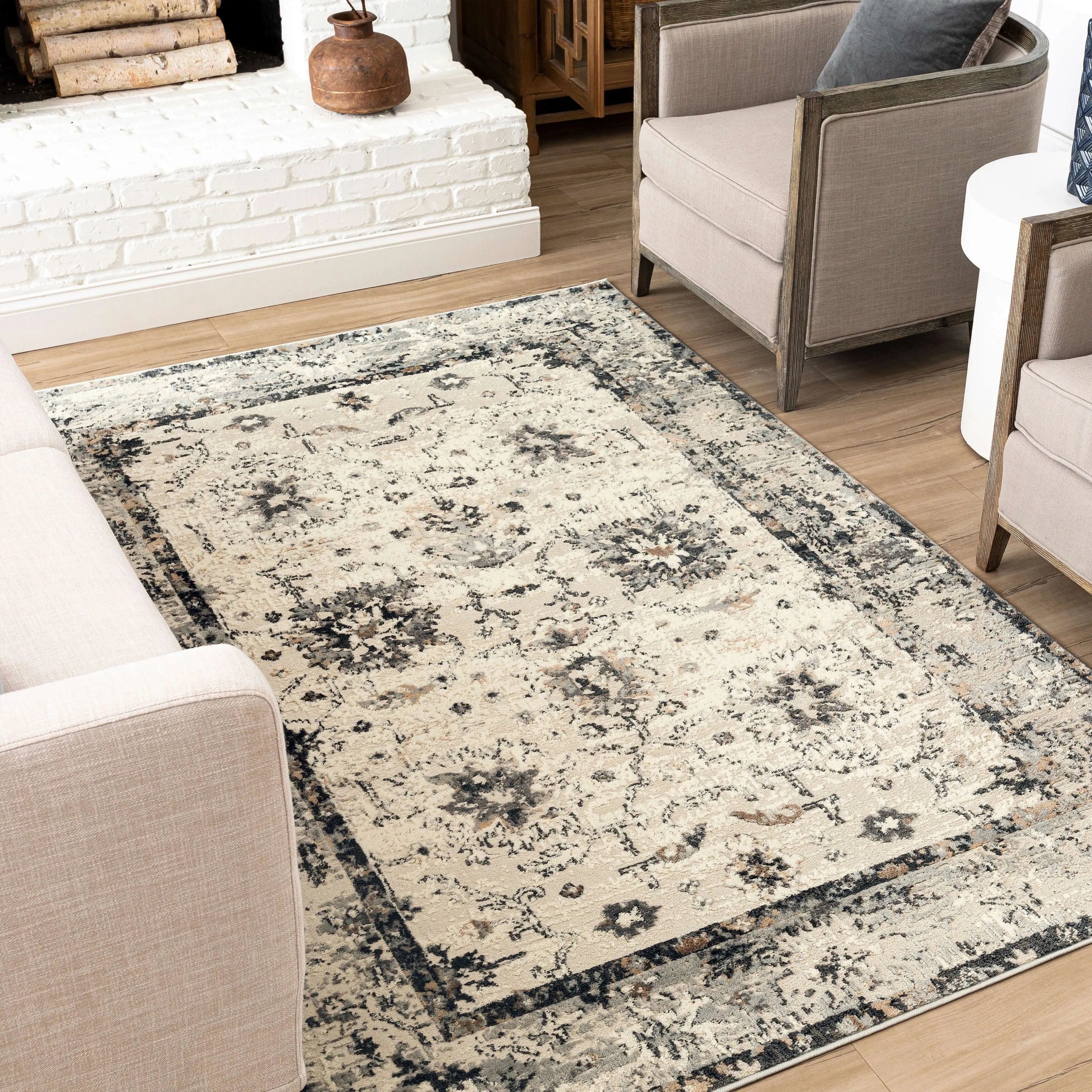 Mohawk Home Fredia Floral Ornamental Woven Area Rug