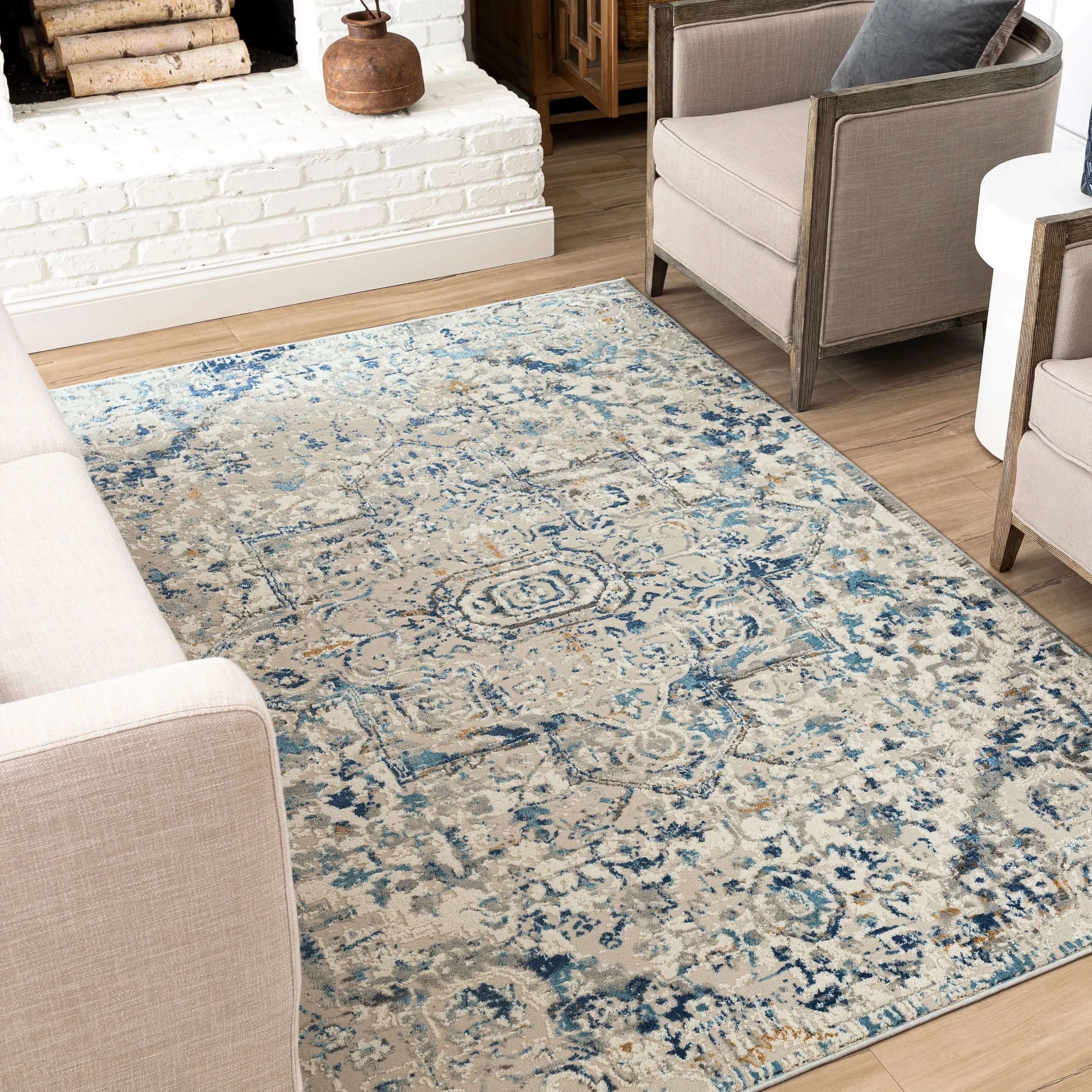 Mohawk Home Paris Floral Ornamental Medallion Woven Area Rug
