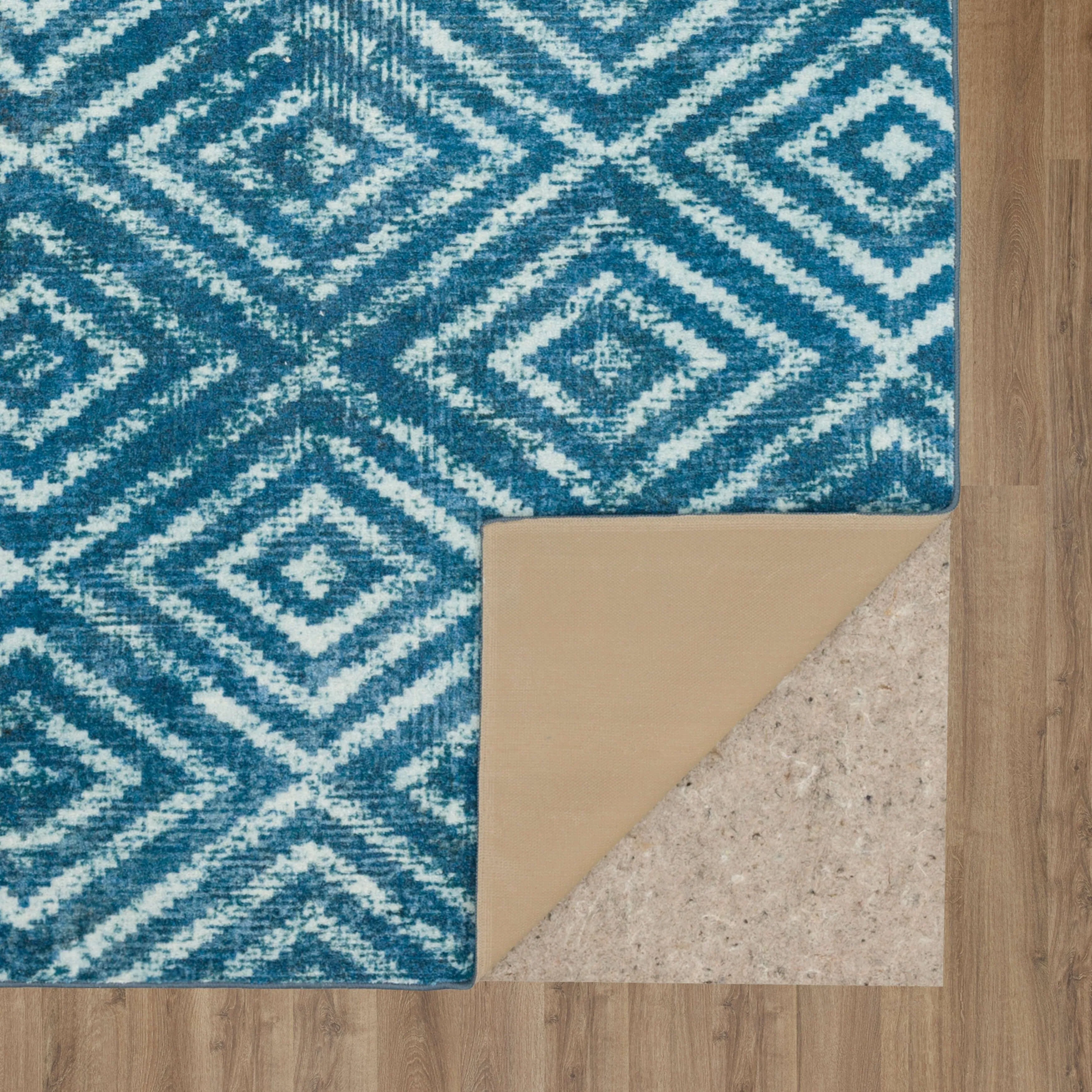 Mohawk Home Teal Geometric Distressed Diamond Area Rug