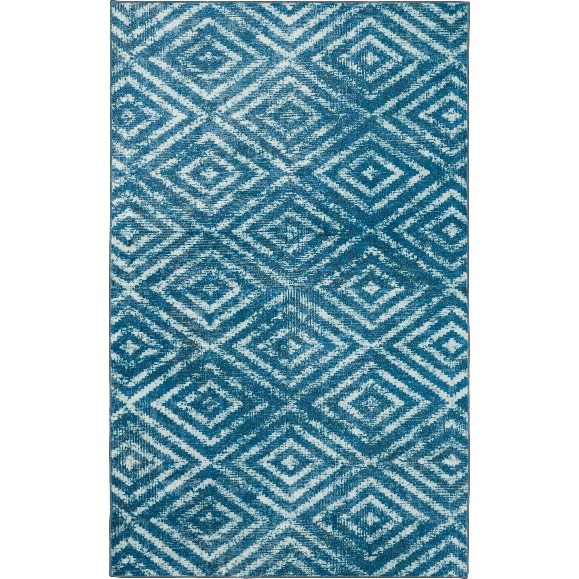 Mohawk Home Teal Geometric Distressed Diamond Area Rug
