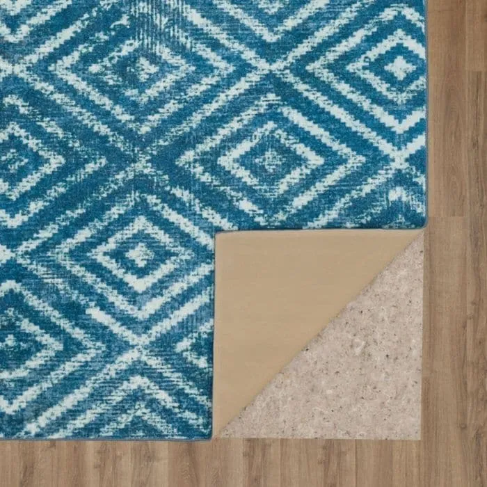 Mohawk Home Teal Geometric Distressed Diamond Area Rug