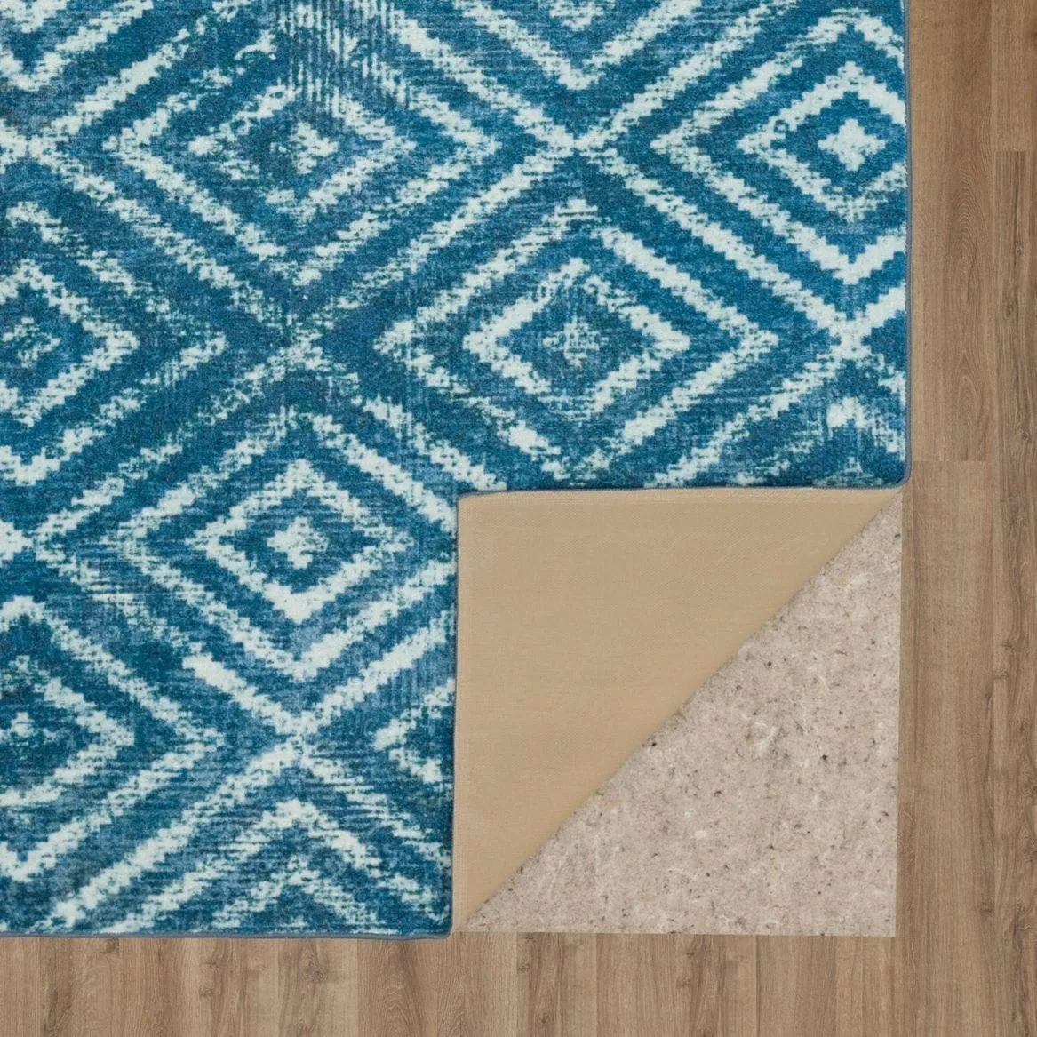 Mohawk Home Teal Geometric Distressed Diamond Area Rug