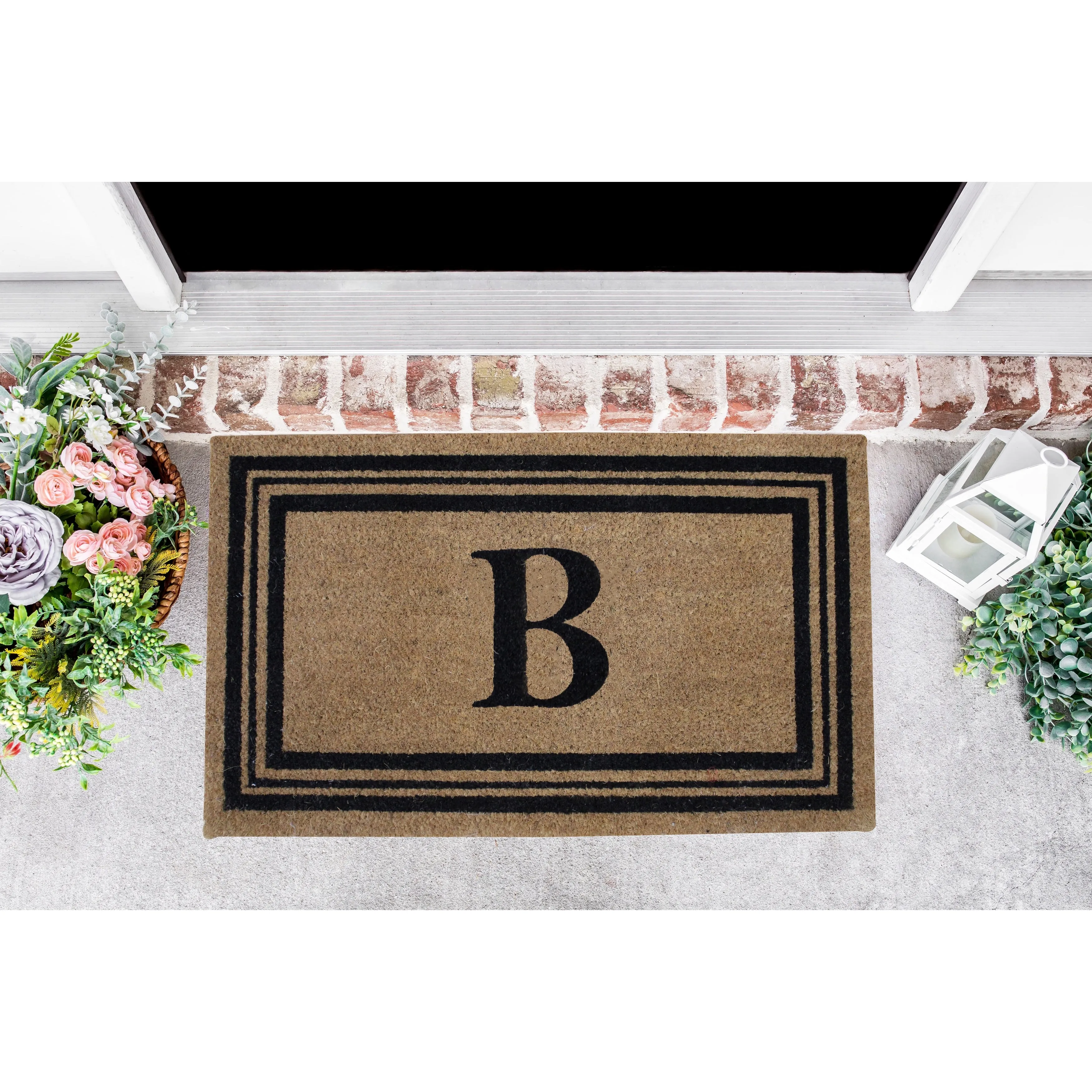 Monogram Printed Coir Doormat Welcome Mat Outdoor Rug Durable. Non slip Letters 18x28