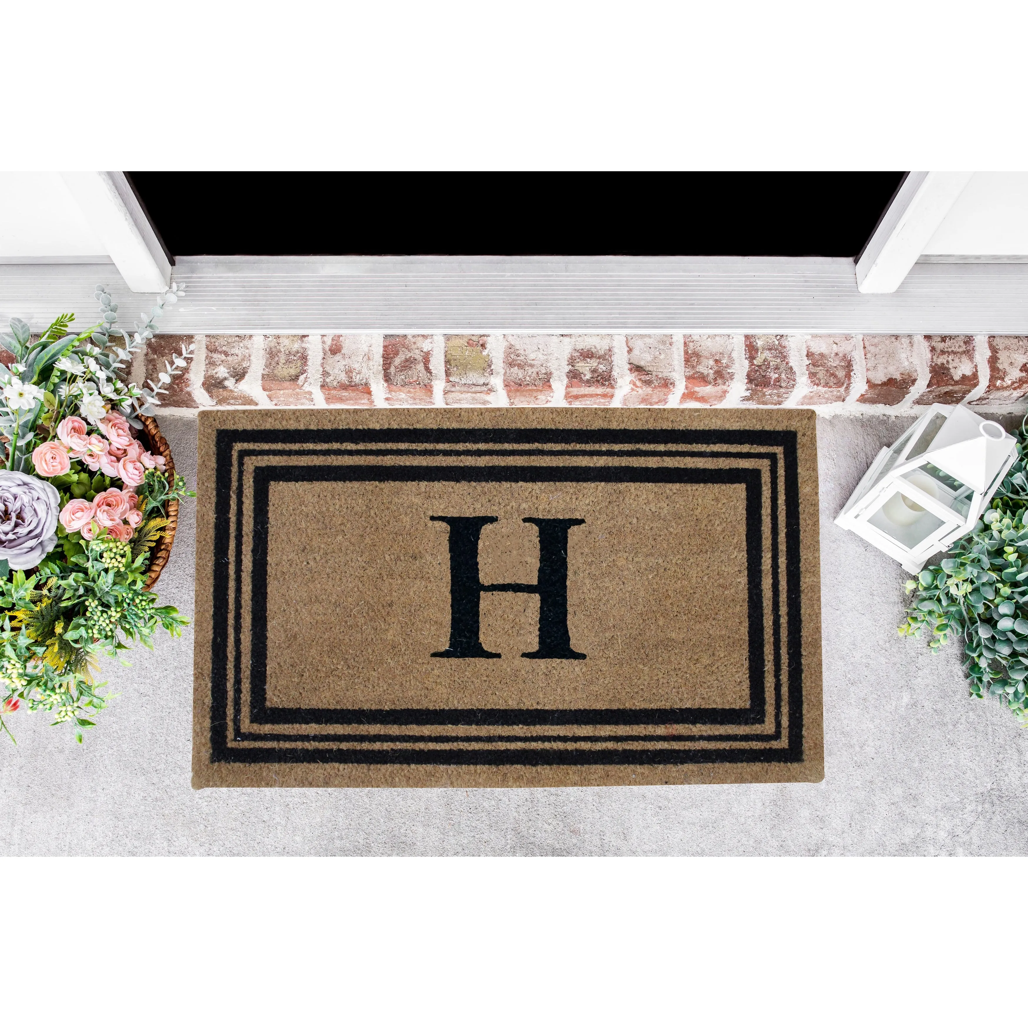 Monogram Printed Coir Doormat Welcome Mat Outdoor Rug Durable. Non slip Letters 18x28