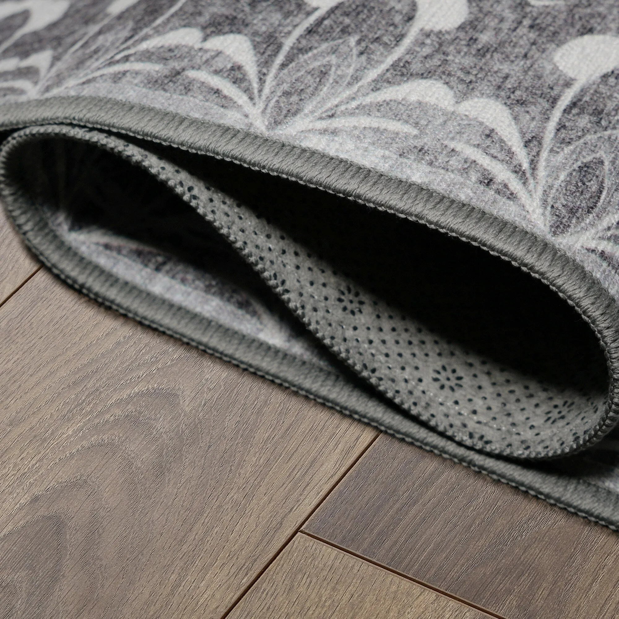 My Magic Carpet Dardon Bordered Grey Machine Washable Rug