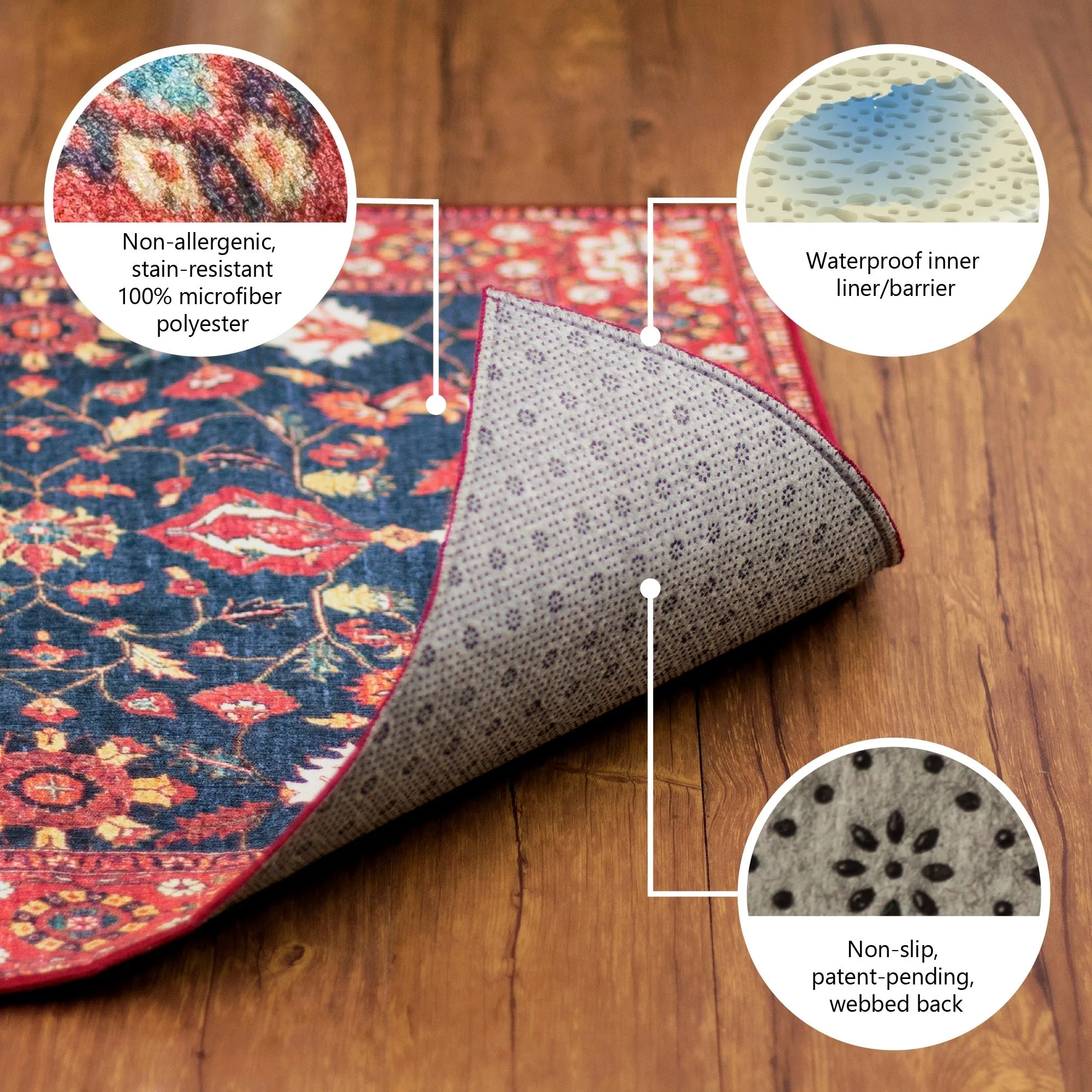 My Magic Carpet Dardon Bordered Grey Machine Washable Rug