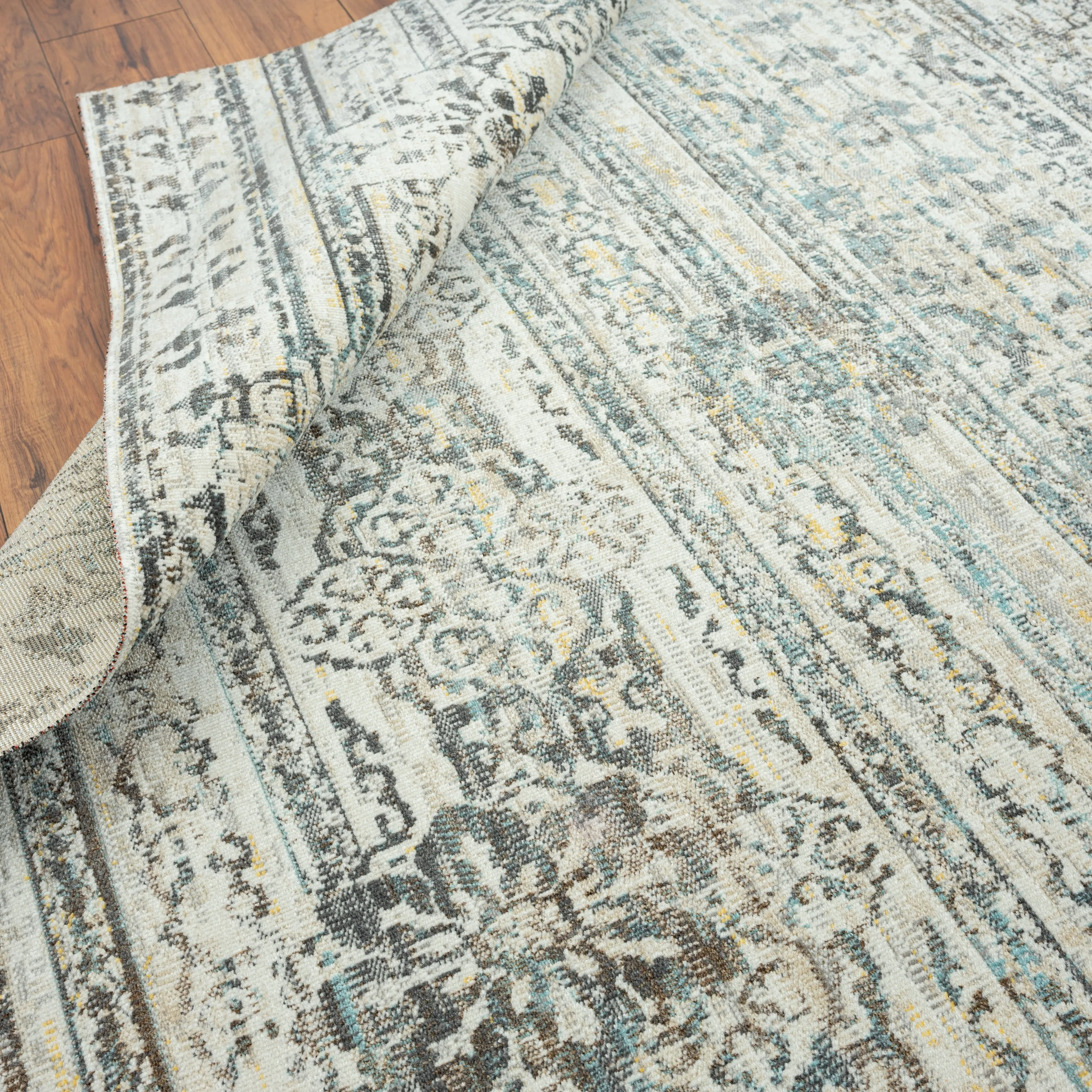 N Natori 24-Seven Outdoor/Indoor Ivory/Light Blue Area Rug