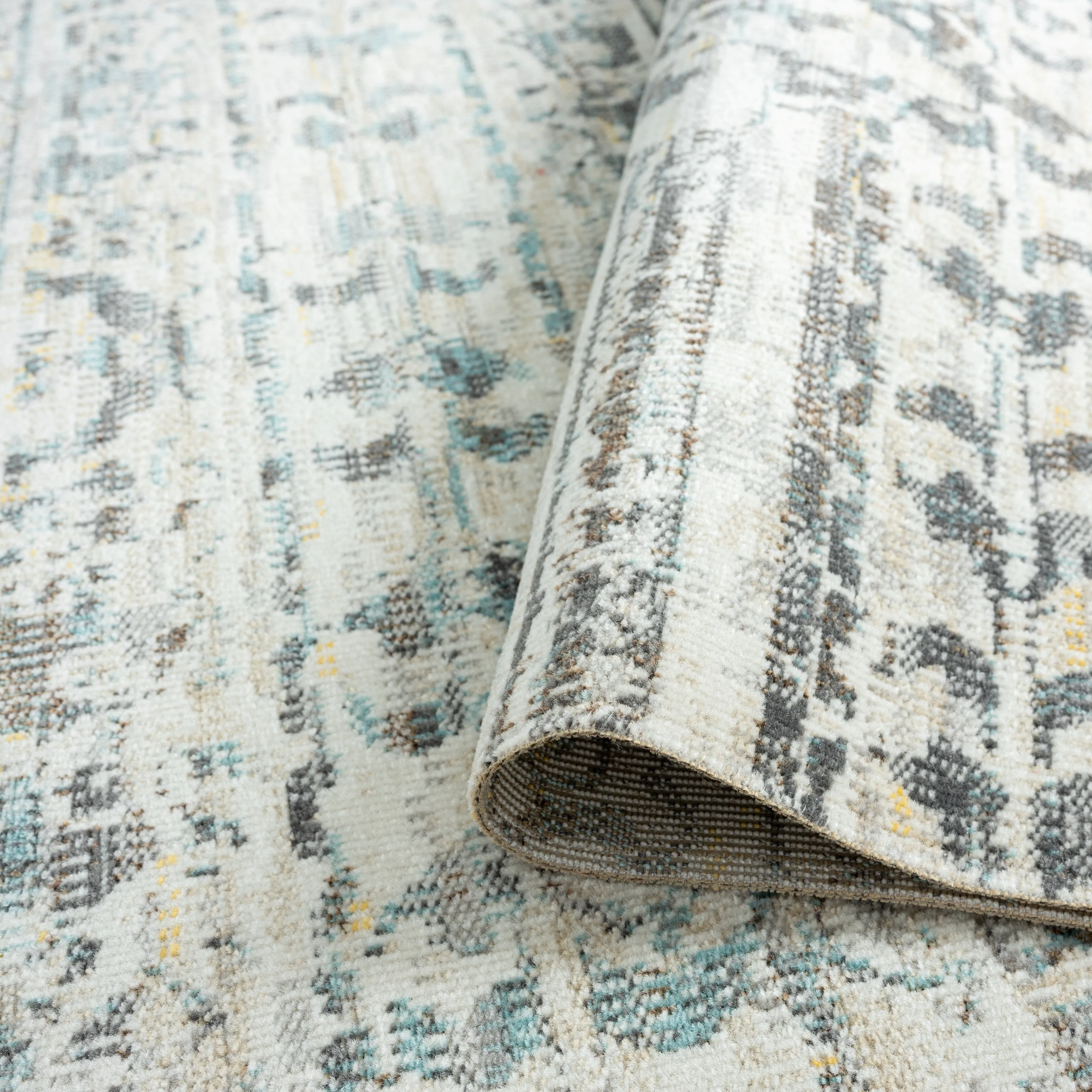 N Natori 24-Seven Outdoor/Indoor Ivory/Light Blue Area Rug