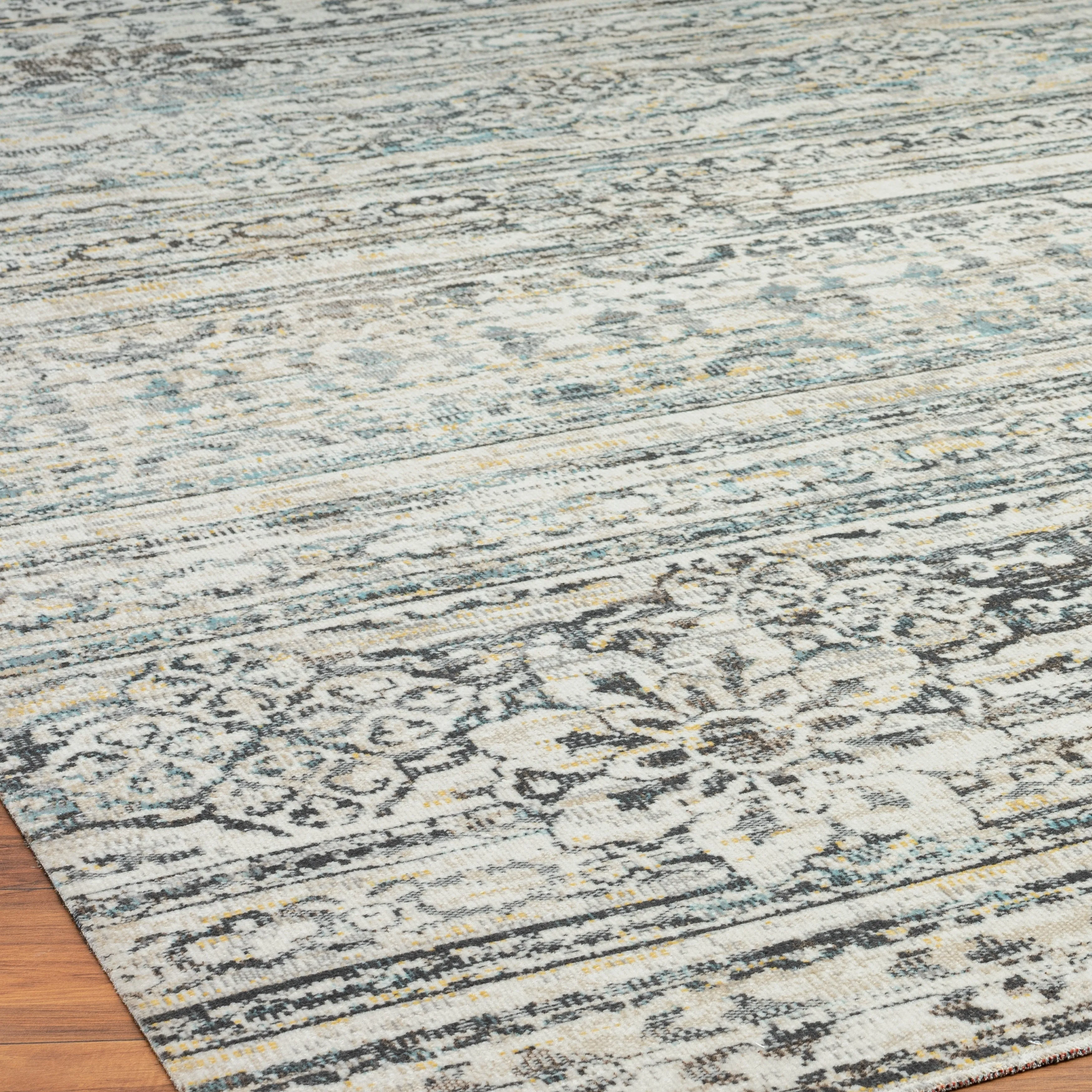 N Natori 24-Seven Outdoor/Indoor Ivory/Light Blue Area Rug