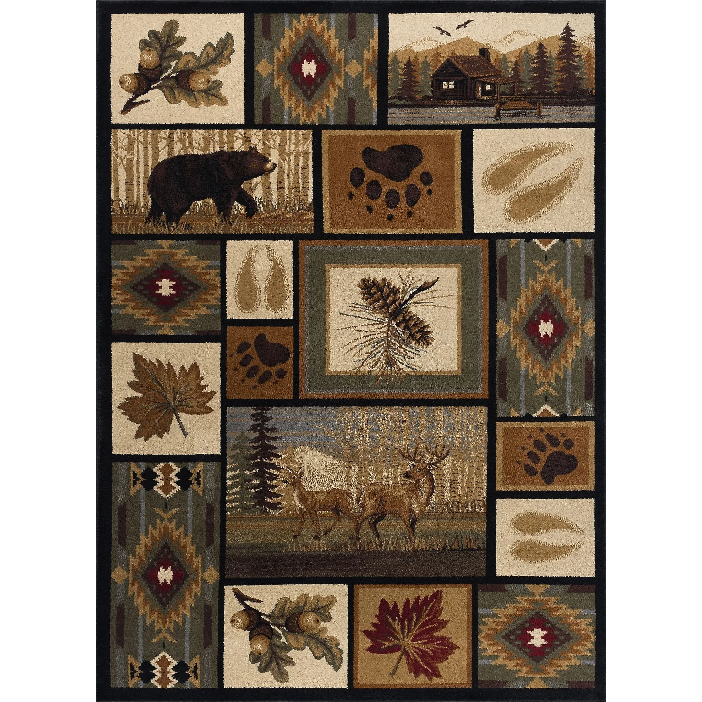 Natural Lodge Novelty Graphic Indoor Area Rug