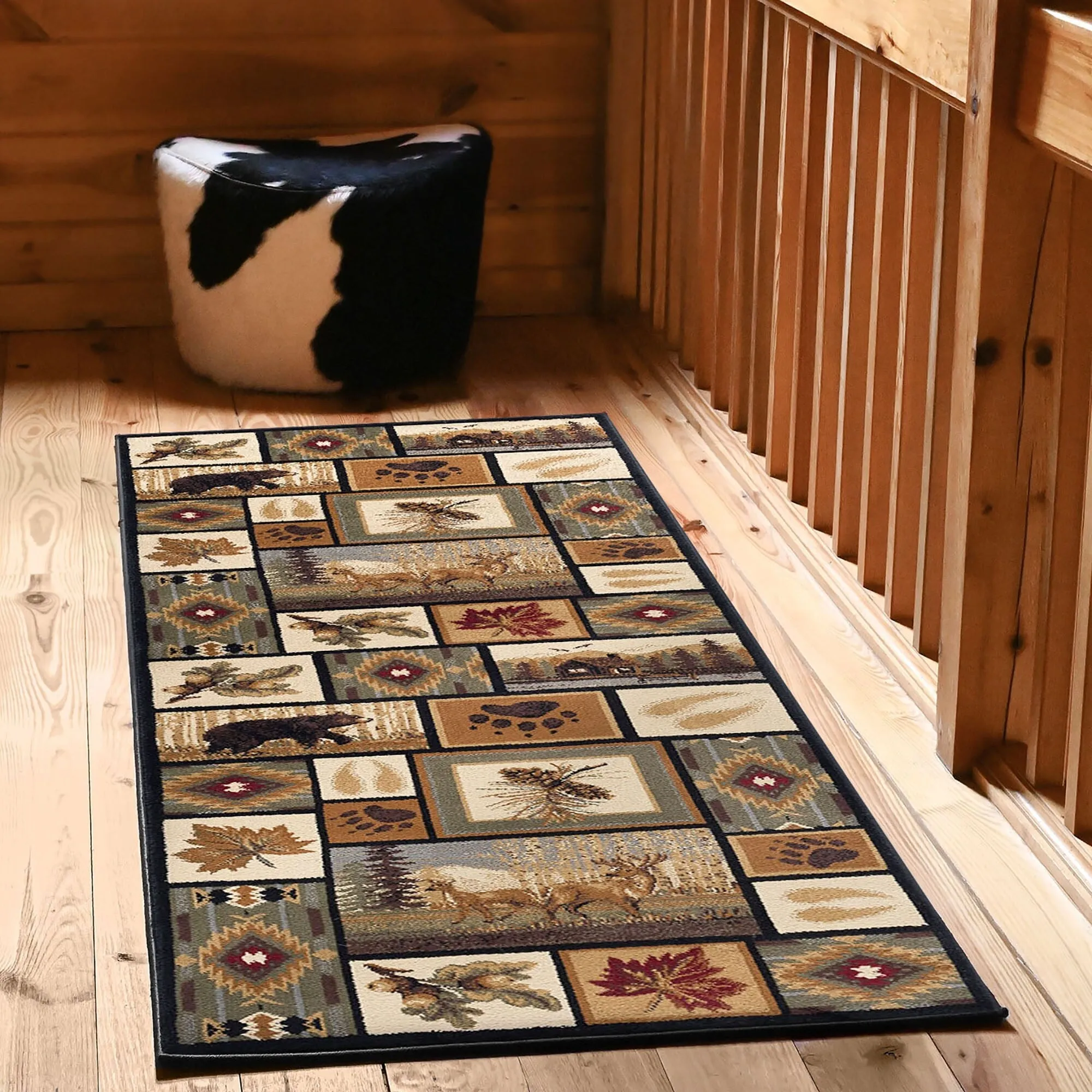 Natural Lodge Novelty Graphic Indoor Area Rug