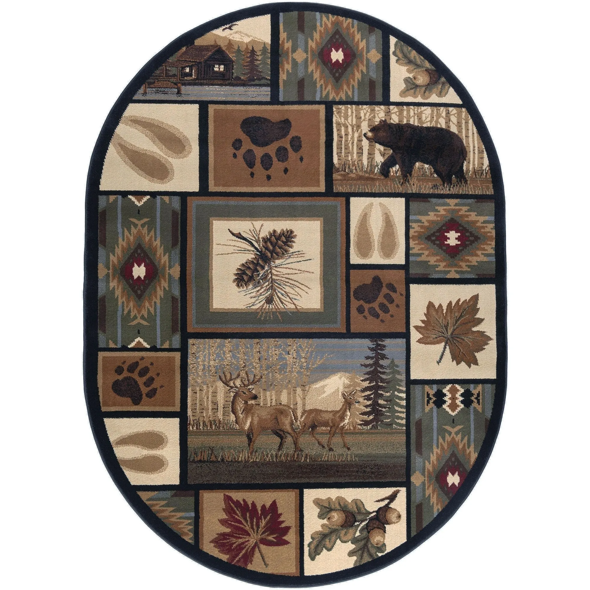 Natural Lodge Novelty Graphic Indoor Area Rug
