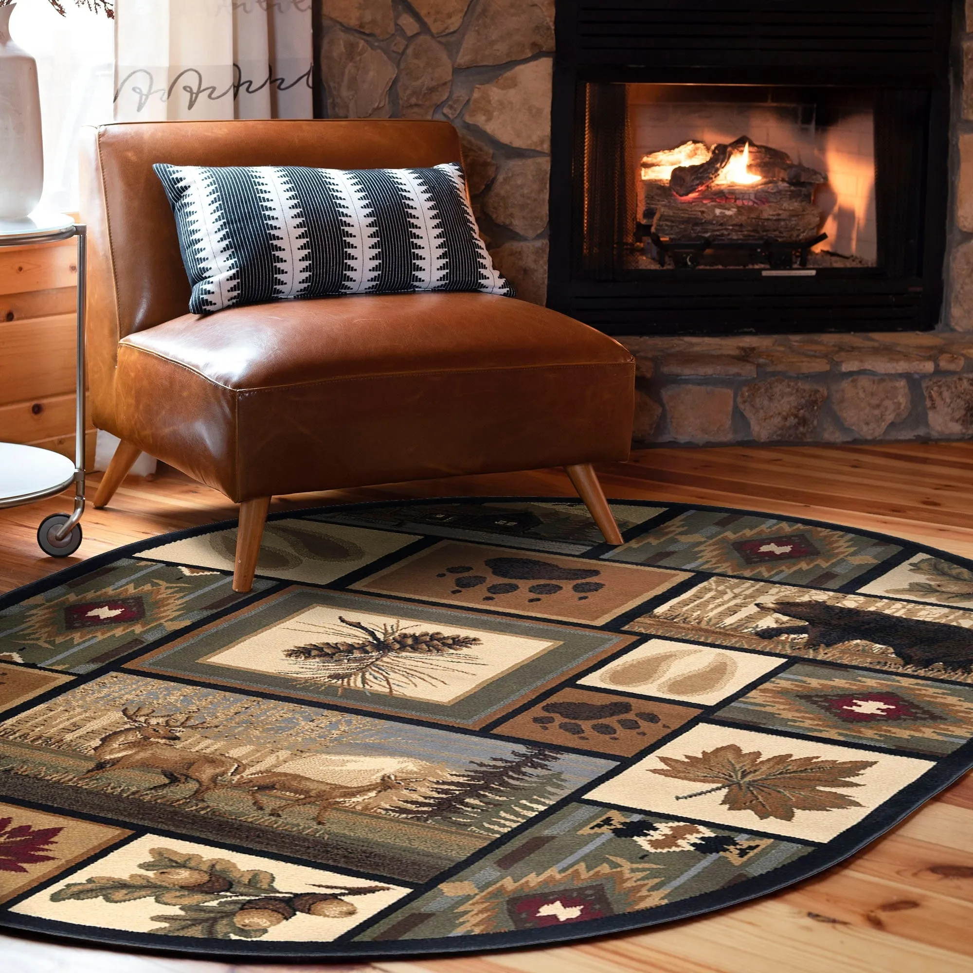 Natural Lodge Novelty Graphic Indoor Area Rug
