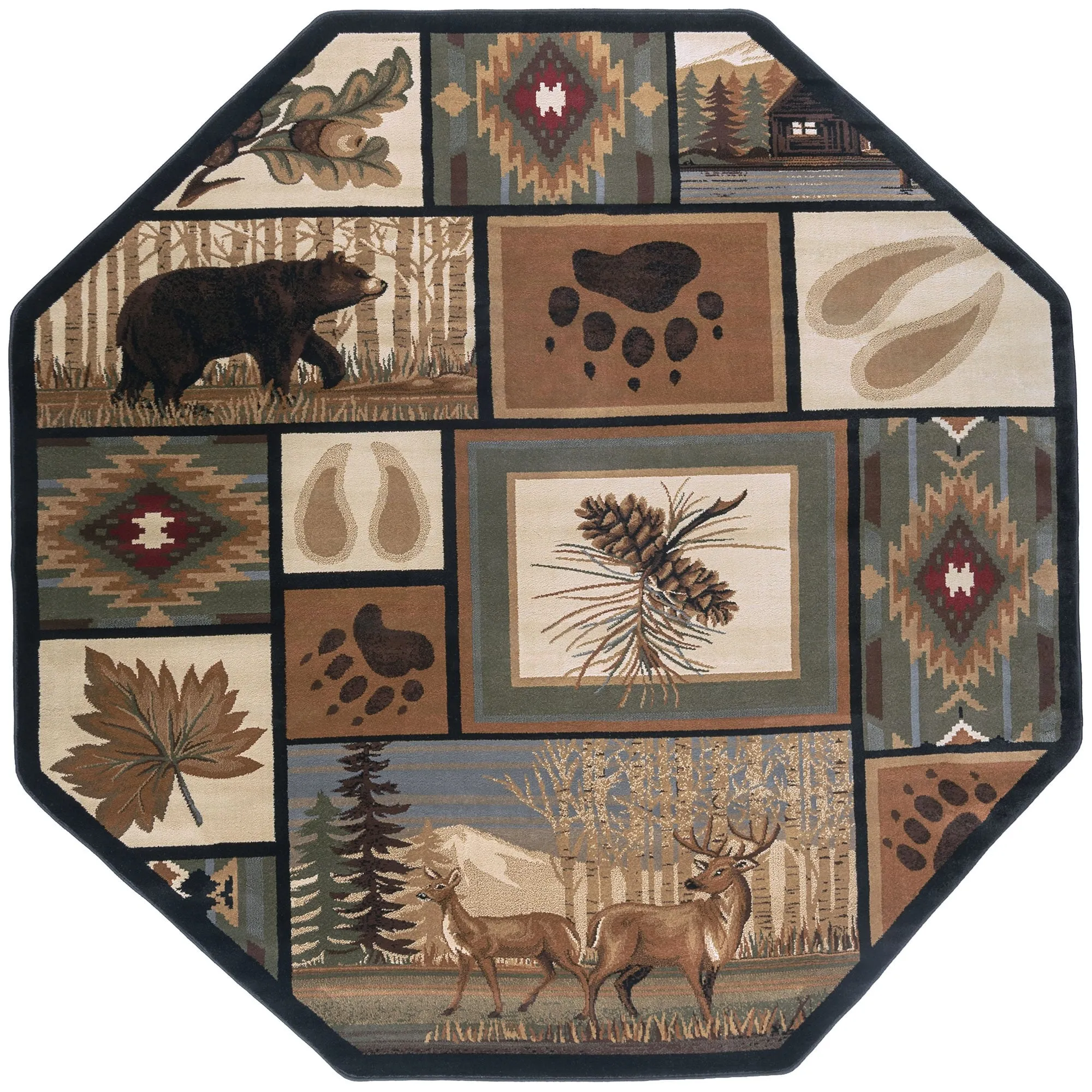 Natural Lodge Novelty Graphic Indoor Area Rug