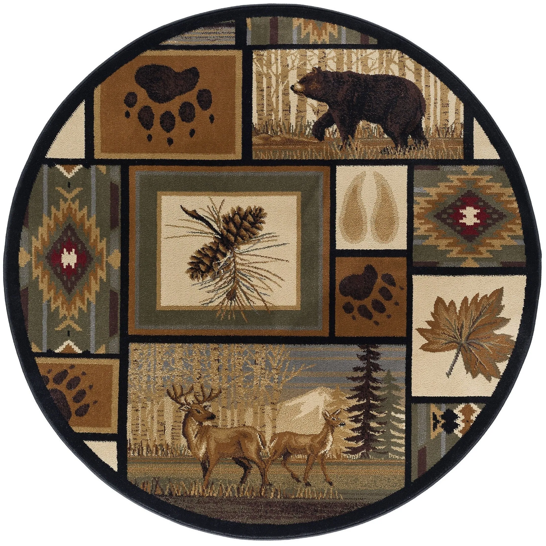 Natural Lodge Novelty Graphic Indoor Area Rug