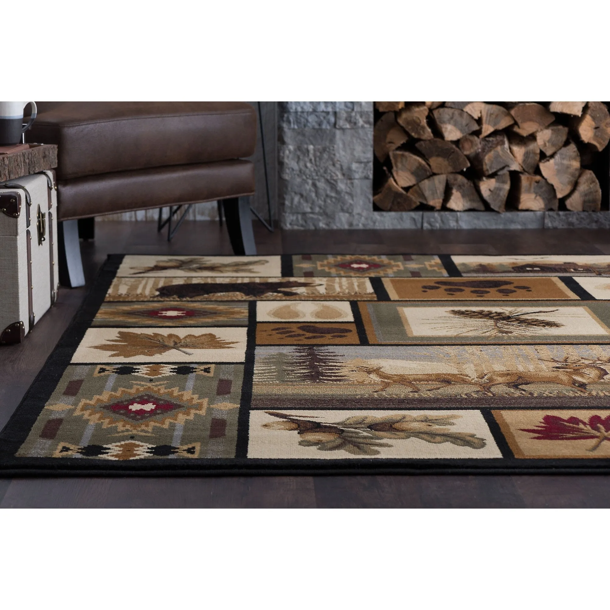 Natural Lodge Novelty Graphic Indoor Area Rug