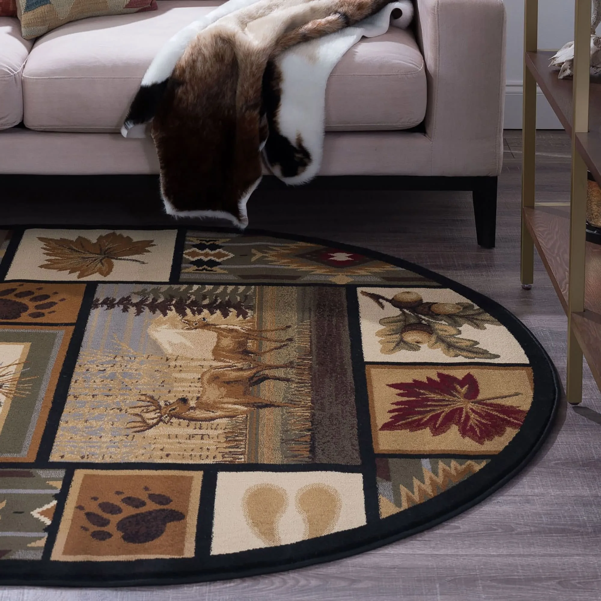 Natural Lodge Novelty Graphic Indoor Area Rug